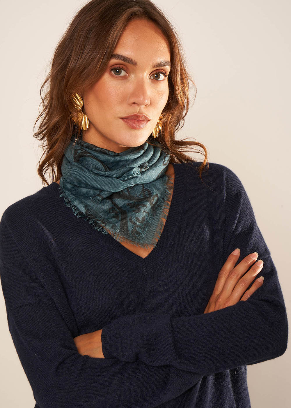 EPIC Square wool and silk scarf - 2 - Sud Express - Sud Express