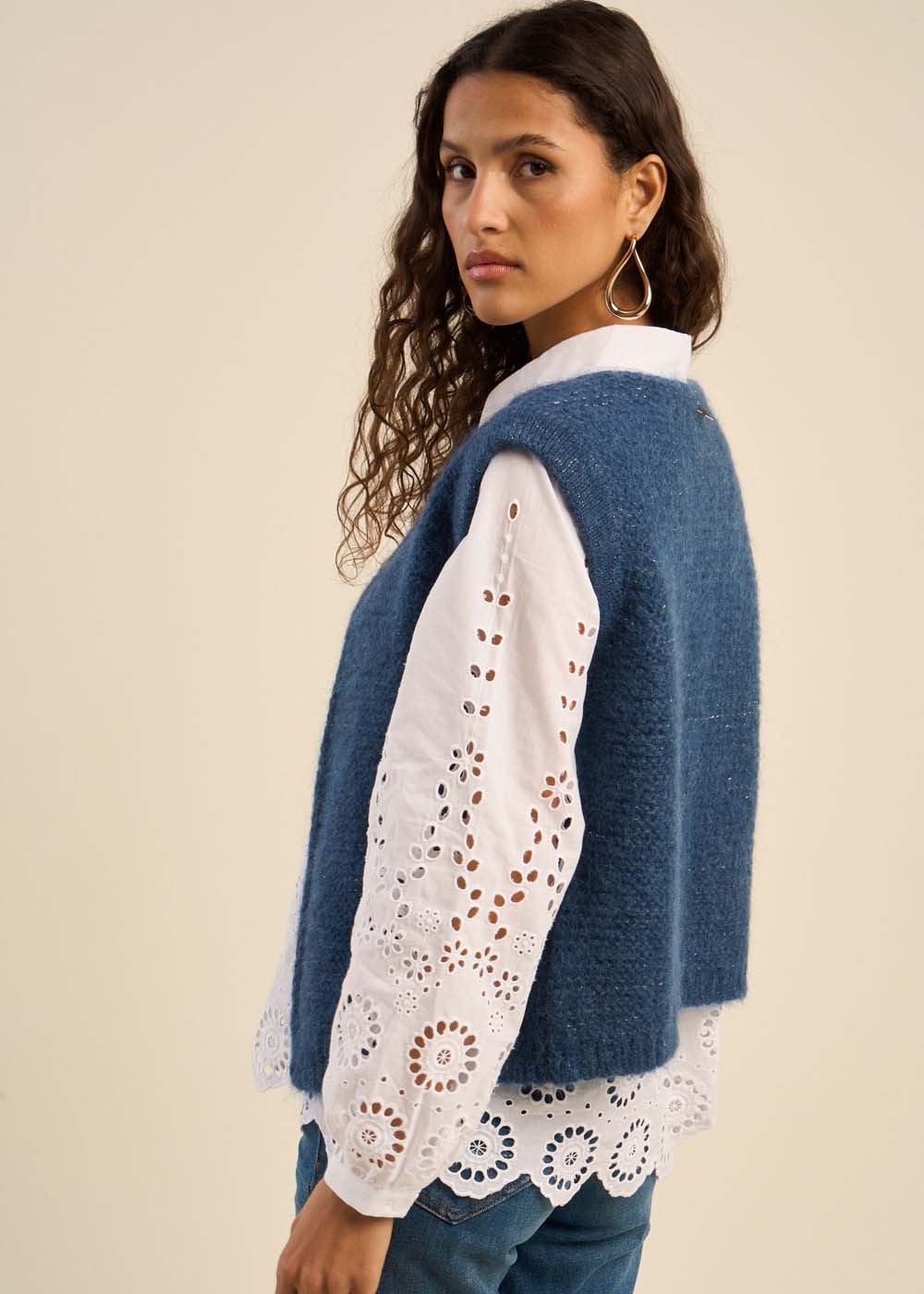 Cardigan sleeveless shorts in mohair - Sud Express - 2 - Sud Express