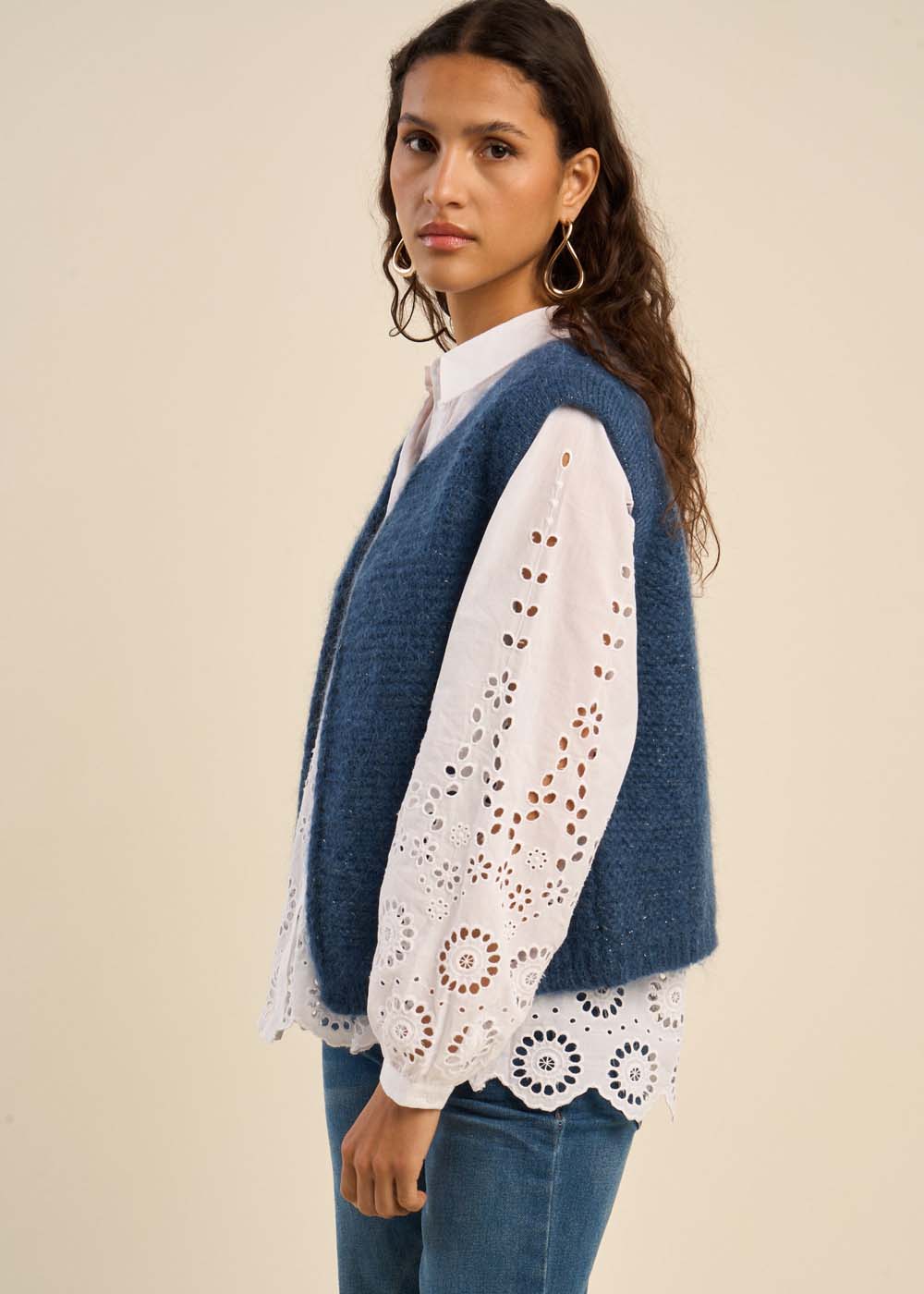 Cardigan sleeveless shorts in mohair - Sud Express - 4 - Sud Express