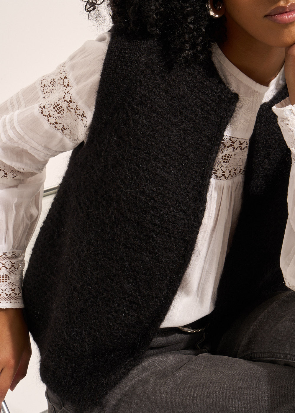 Cardigan sleeveless shorts in mohair - Sud Express - 4 - Sud Express