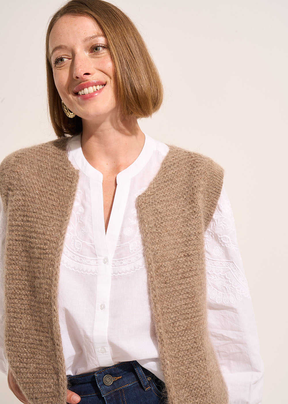 GOTANAX Cardigan sleeveless shorts in mohair - 1 - Sud Express - Sud Express