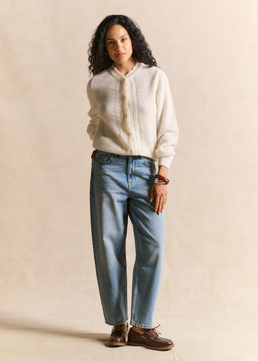 Mohair cardigan with openwork knit - Sud Express - 5 - Sud Express