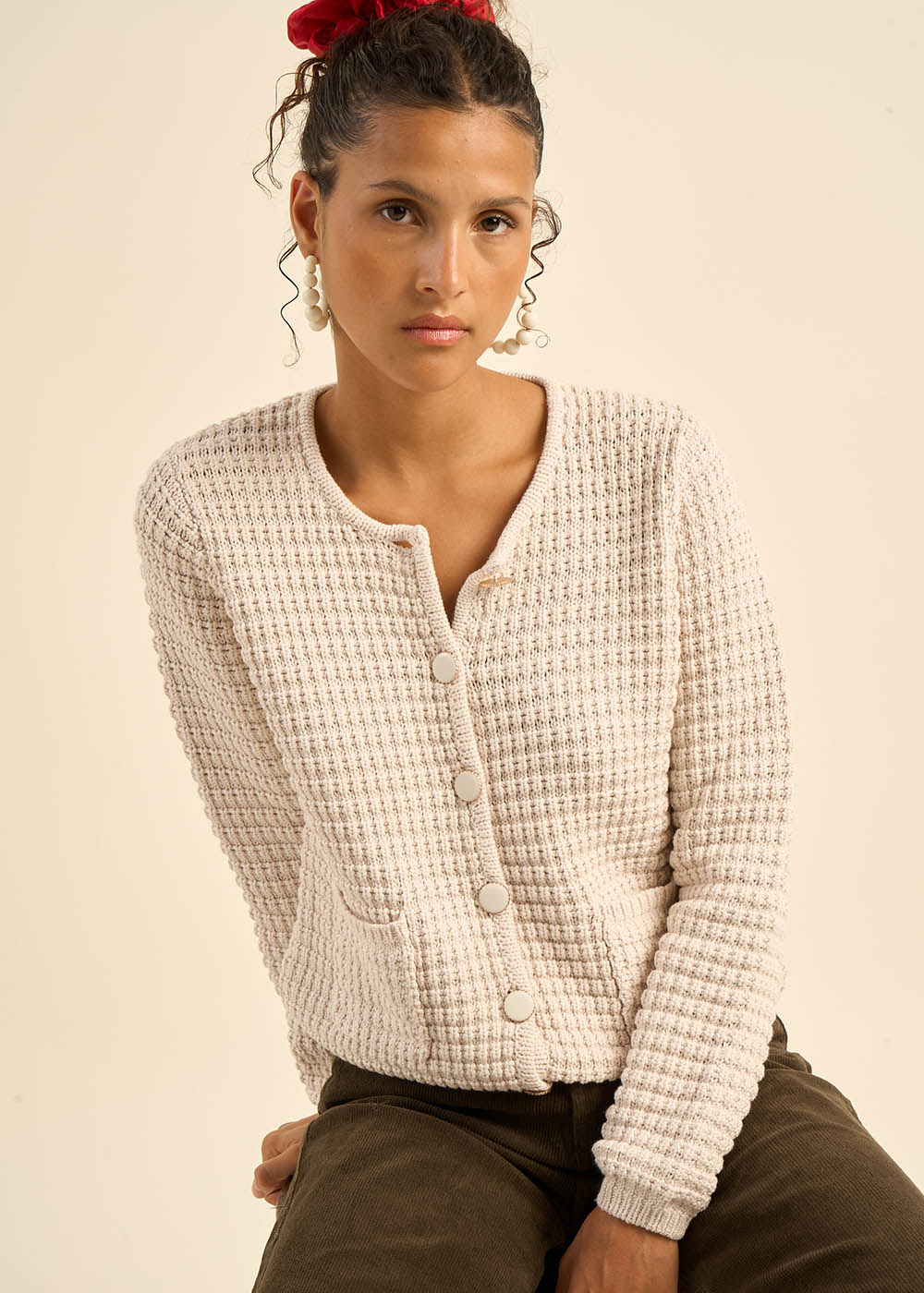 GILARY Cardigan with jewel button details - 1 - Sud Express - Sud Express