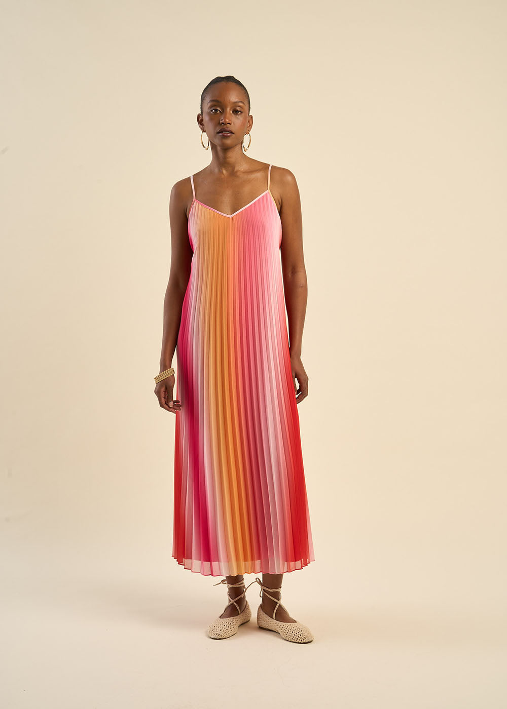 ROSALA Pleated long dress with straps - 2 - Sud Express - Sud Express