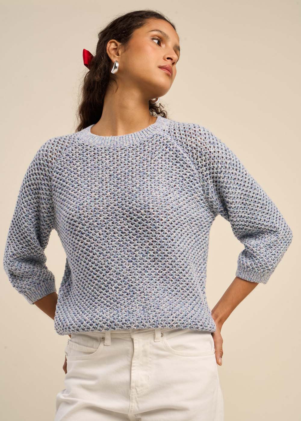 MATELYS Multicoloured knitted jumper with lurex 3/4 length sleeves - 1 - Sud Express - Sud Express