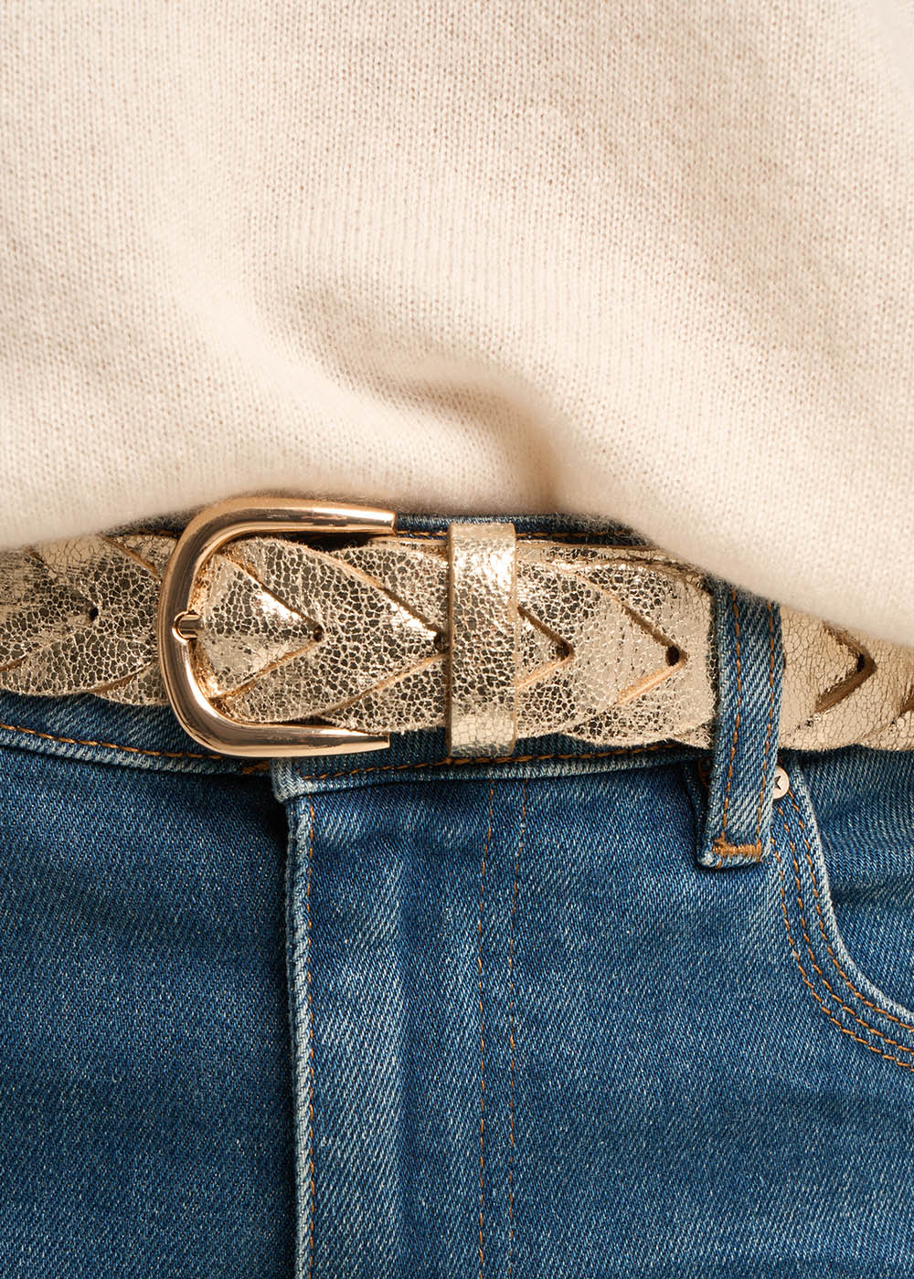 CHARLOTTE Golden braided belt - 3 - Sud Express - Sud Express