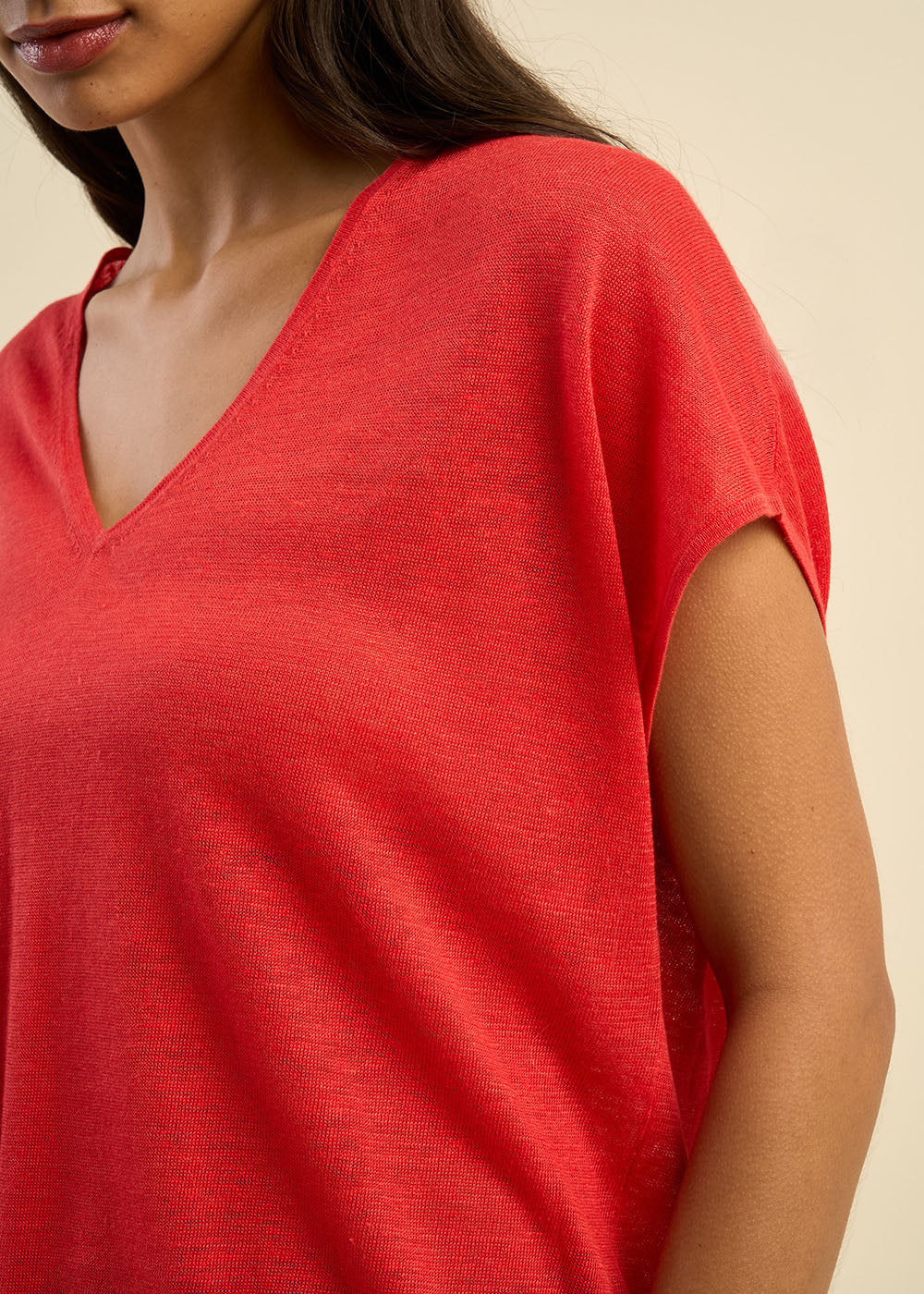 MAELLAEY Sleeveless V-neck jumper 100% linen - 2 - Sud Express - Sud Express