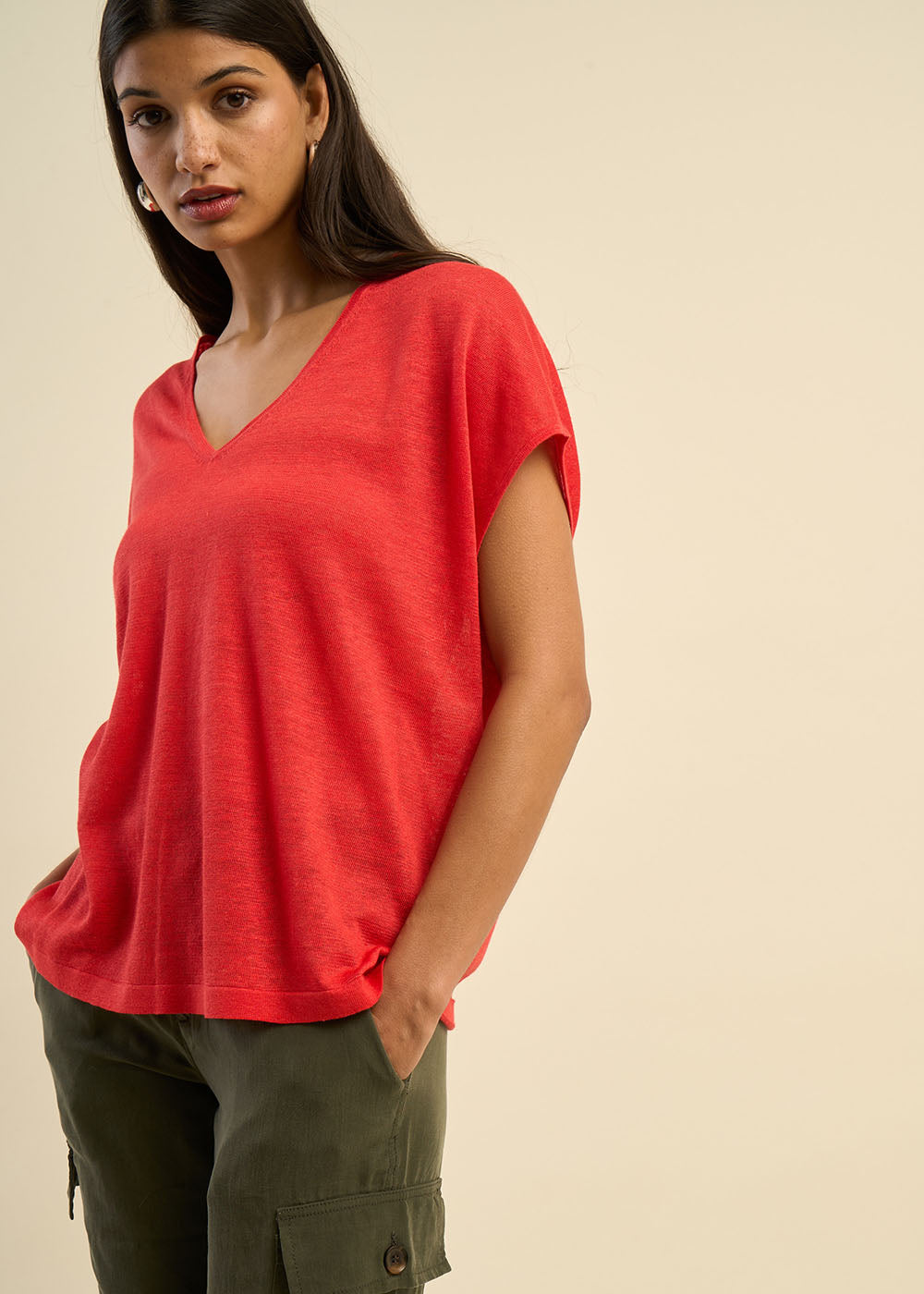 MAELLAEY Sleeveless V-neck jumper 100% linen - 4 - Sud Express - Sud Express