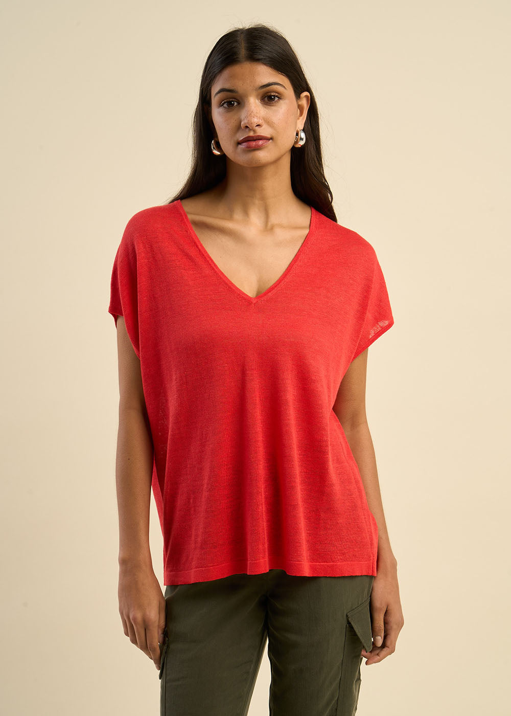 Sleeveless V-neck jumper 100% linen - Sud Express - 5 - Sud Express