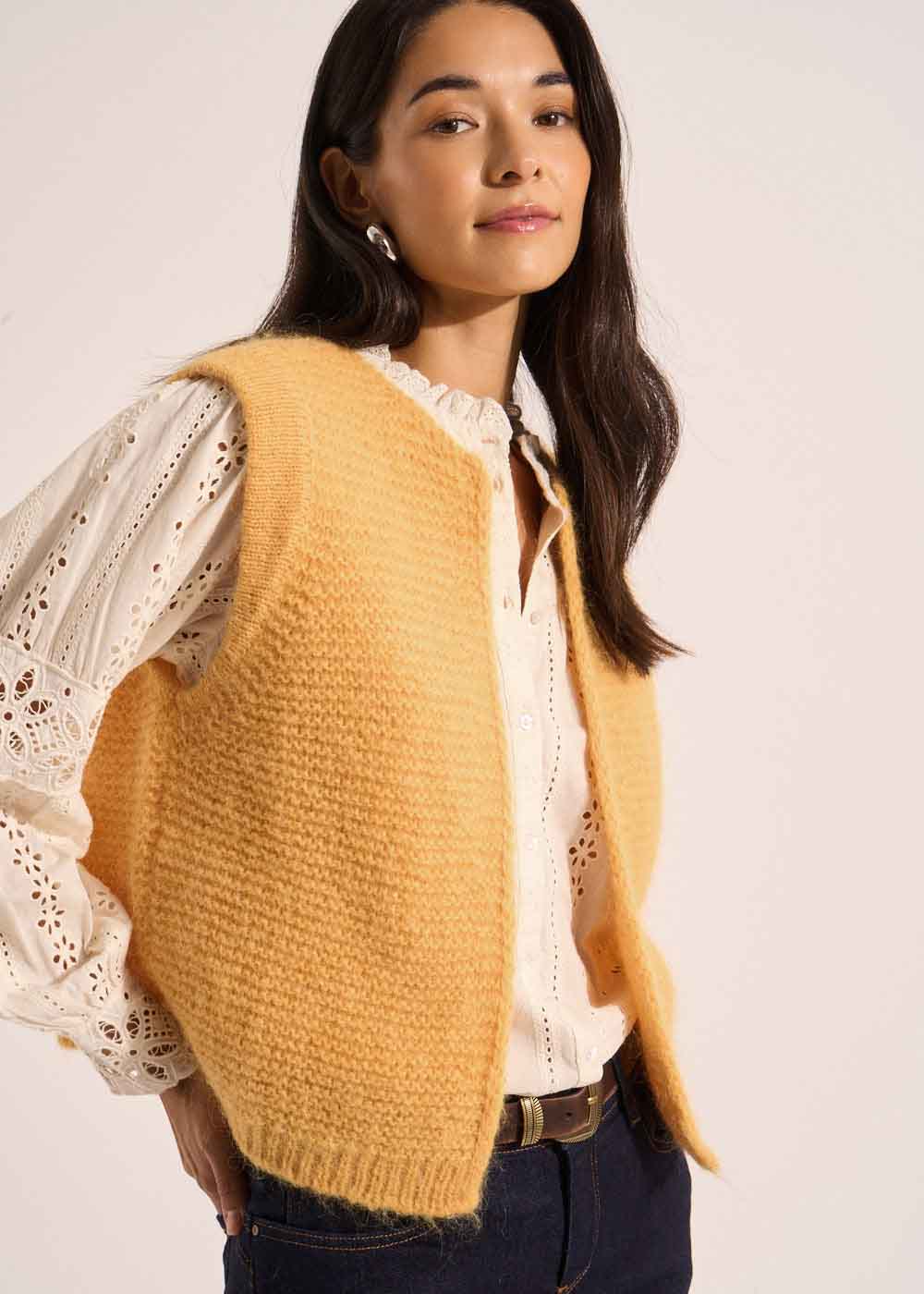 GOTANA Short sleeveless mohair cardigan - 1 - Sud Express - Sud Express