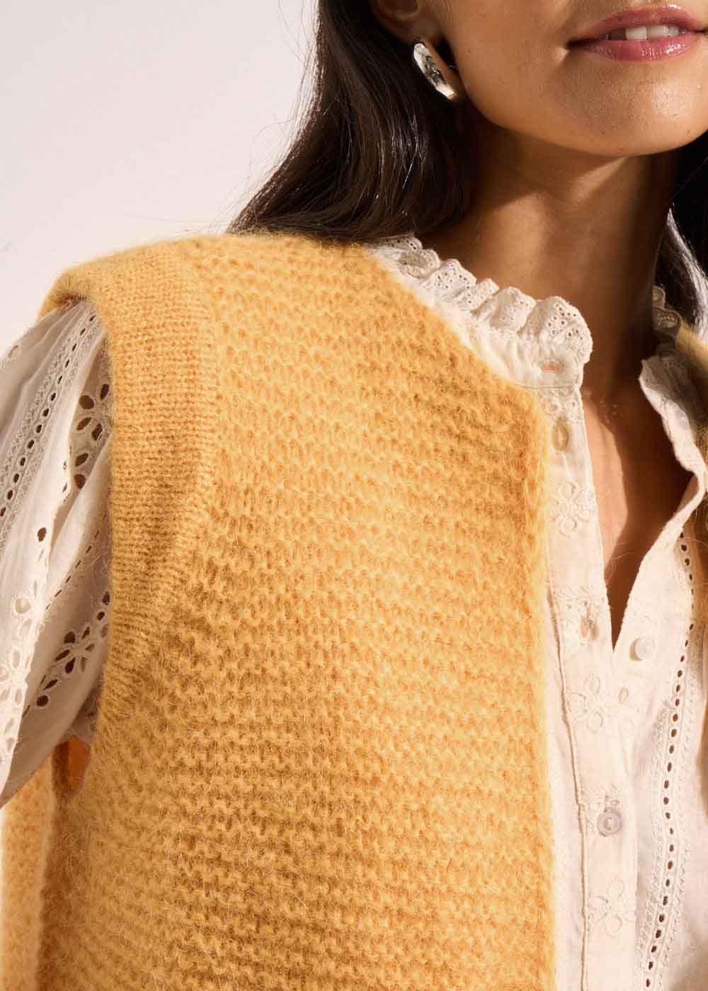 Short sleeveless mohair cardigan - Sud Express - 2 - Sud Express