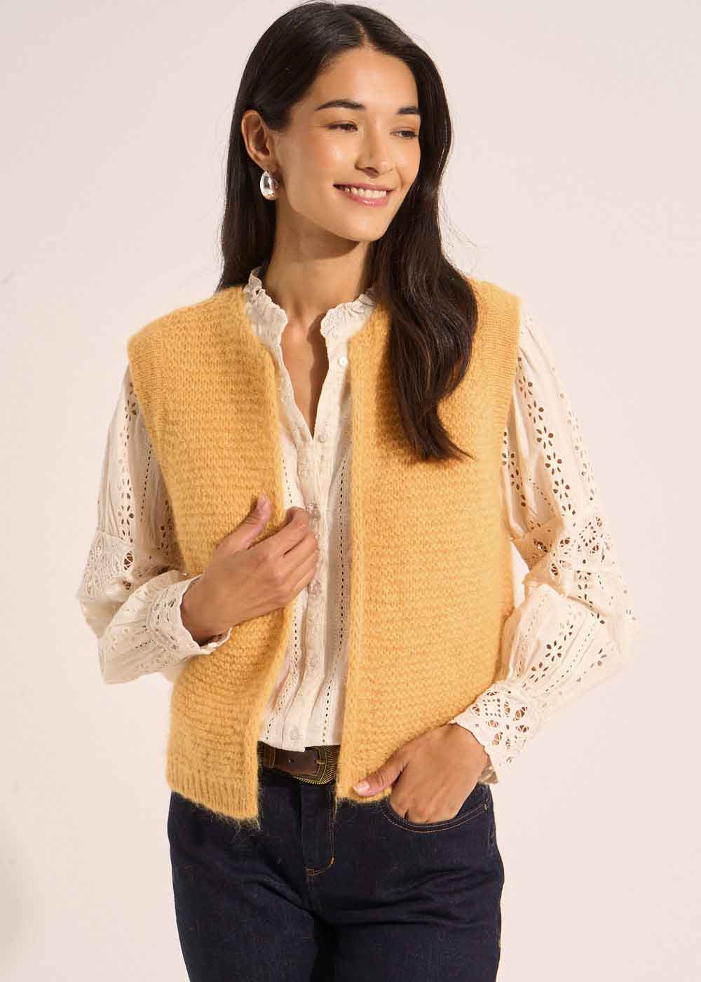 Short sleeveless mohair cardigan - Sud Express - 5 - Sud Express