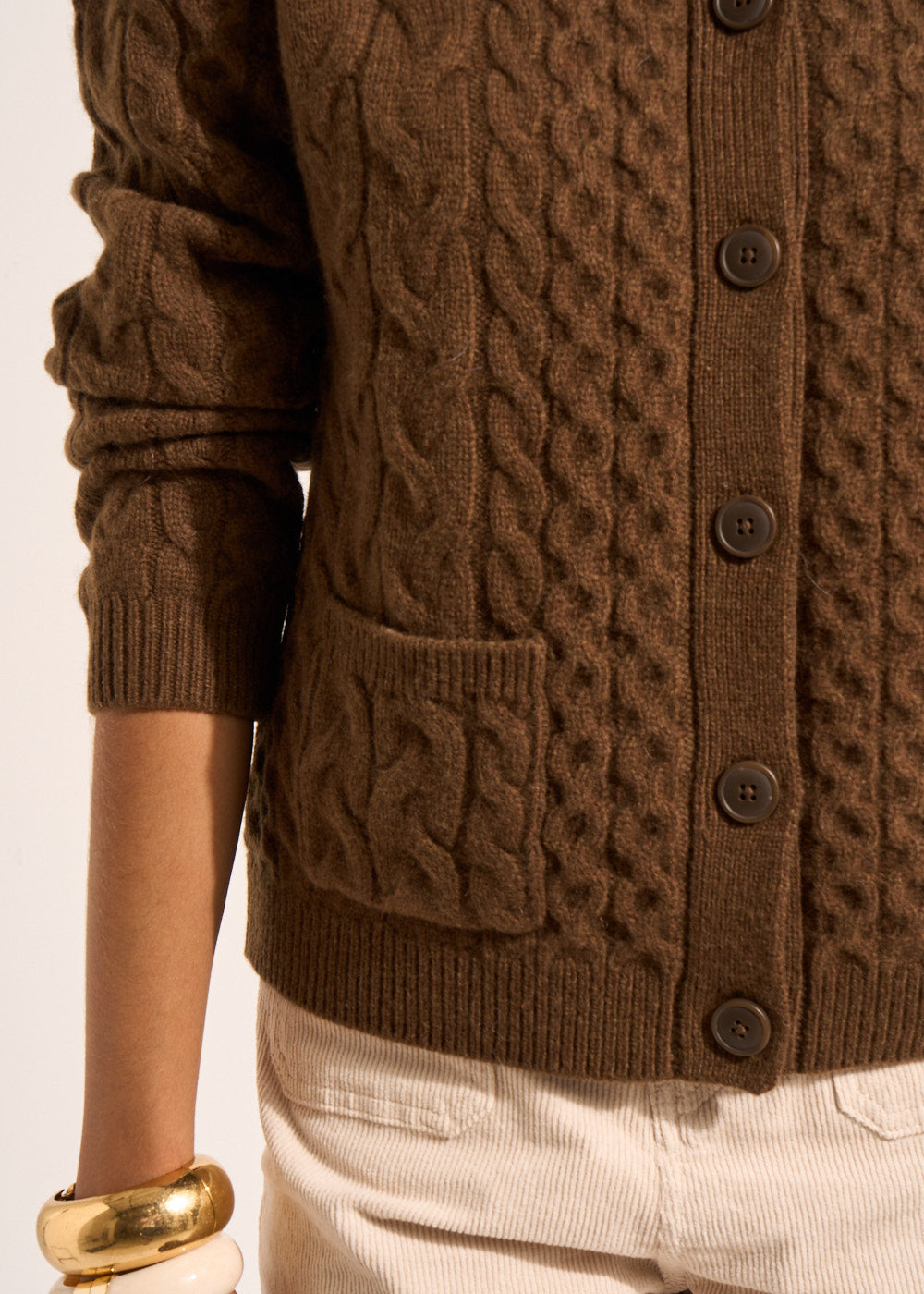 GILIA Twisted wool cardigan with patch pockets - 2 - Sud Express - Sud Express