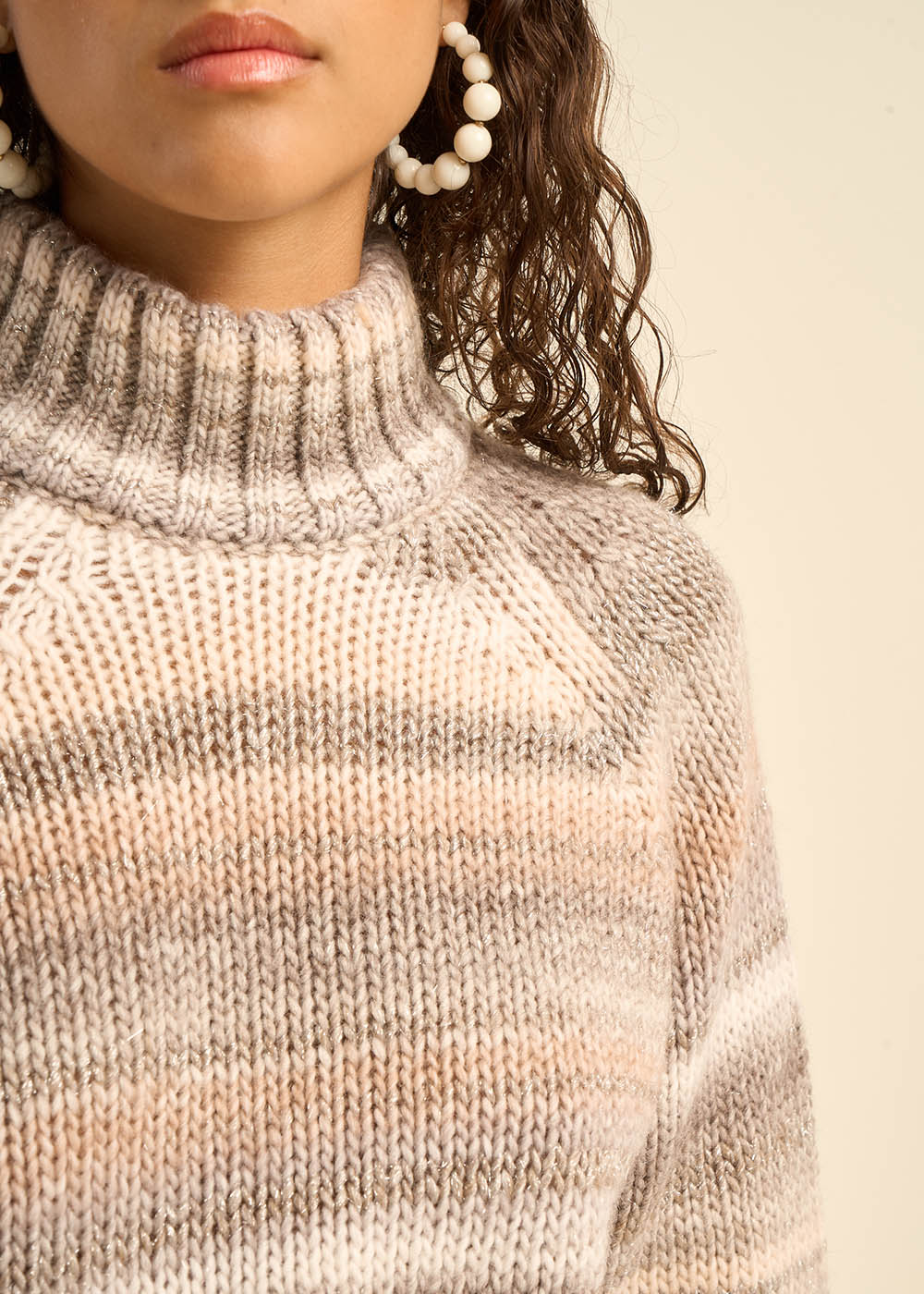 MILOU Loose-fitting turtleneck sweater with stripes - 2 - Sud Express - Sud Express