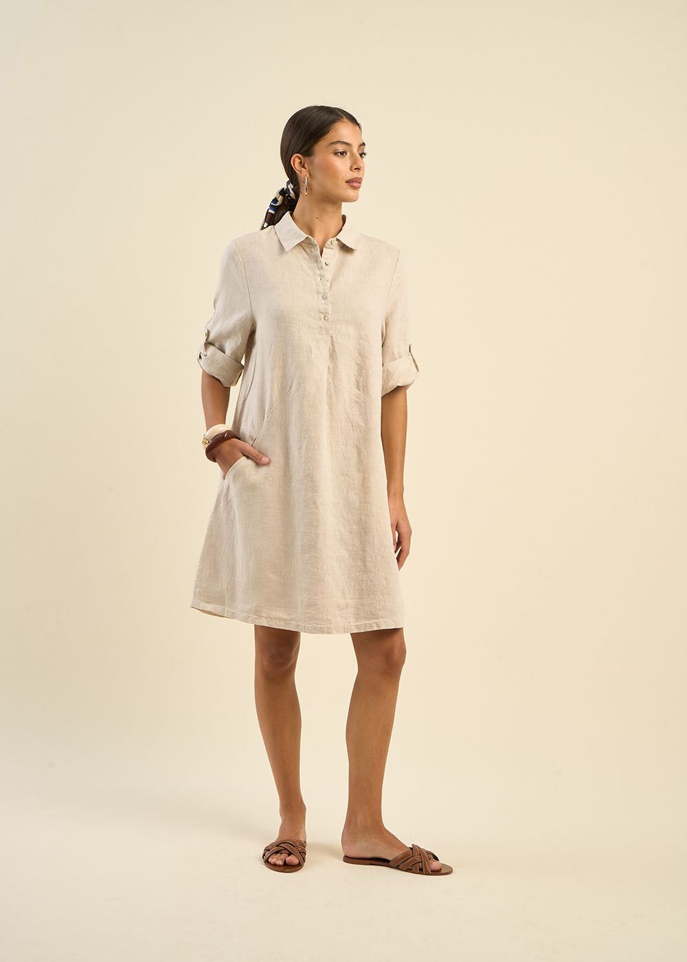 RACYBA Short linen dress - 2 - Sud Express - Sud Express
