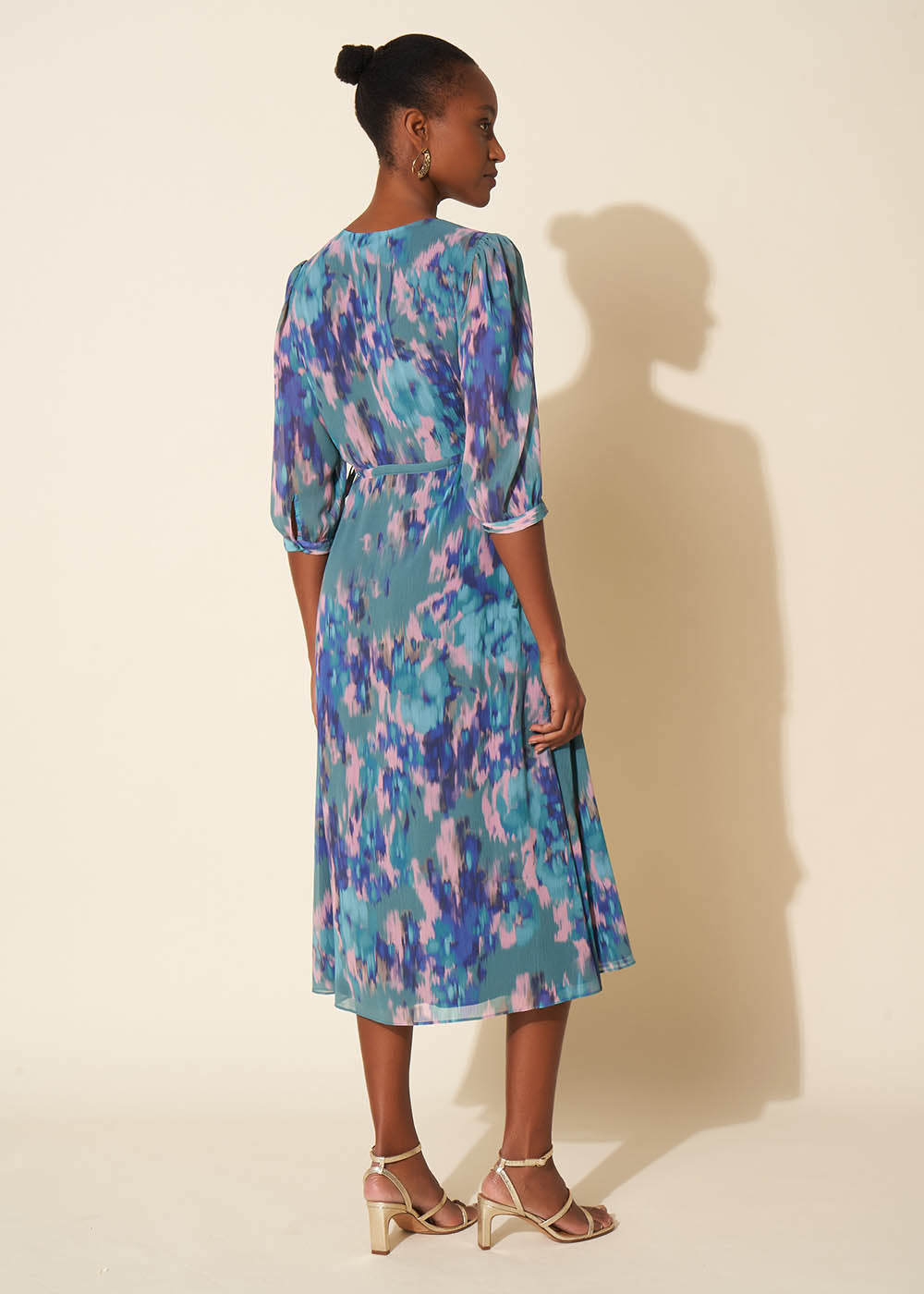 wedding dresses for beach wedding 1990's Carole Little Jersey blue floral maxi dress – Vida Antigua Collective main image 0
