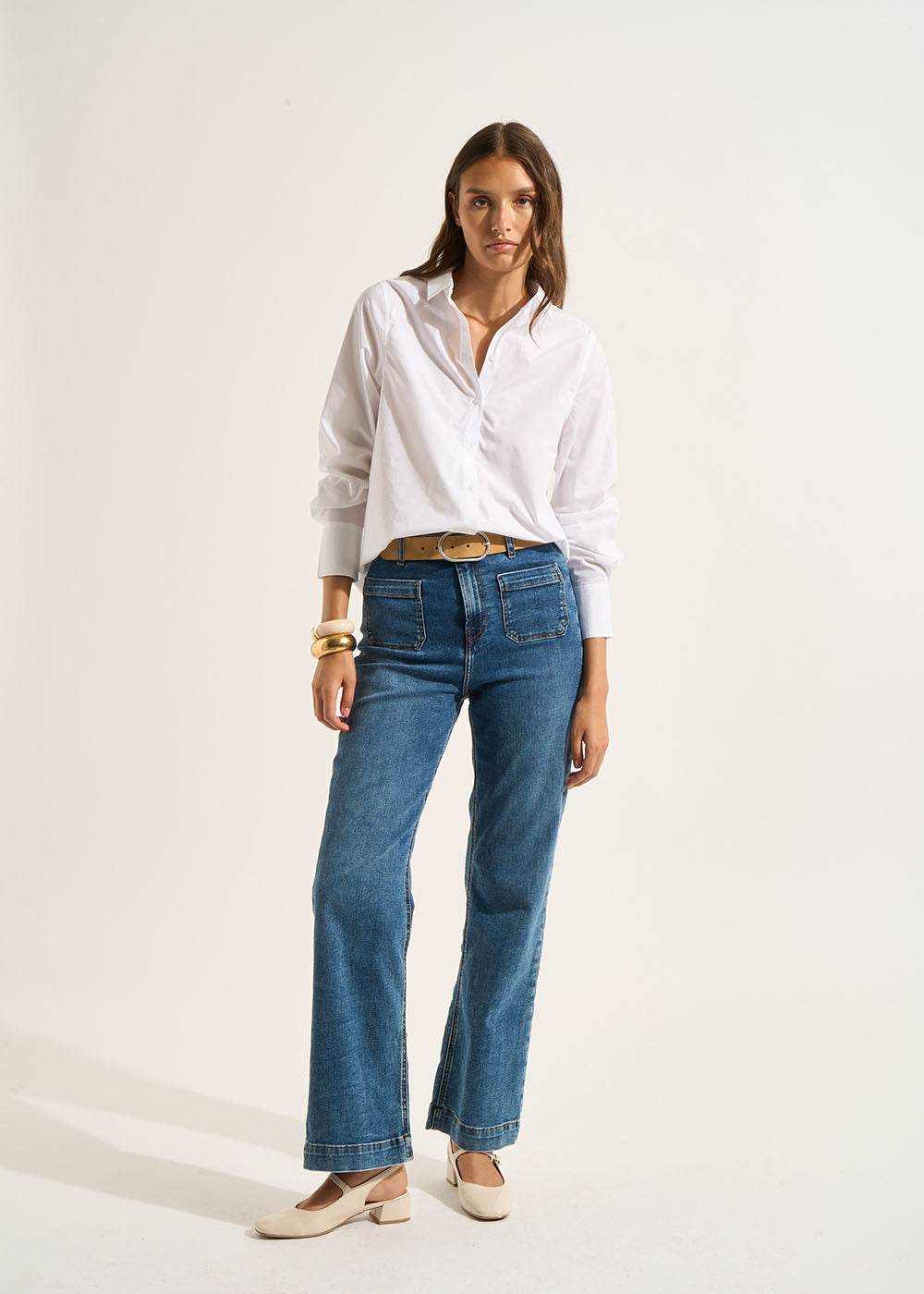 STACY Wide-leg jeans with cuffs and high waist - 1 - Sud Express - Sud Express