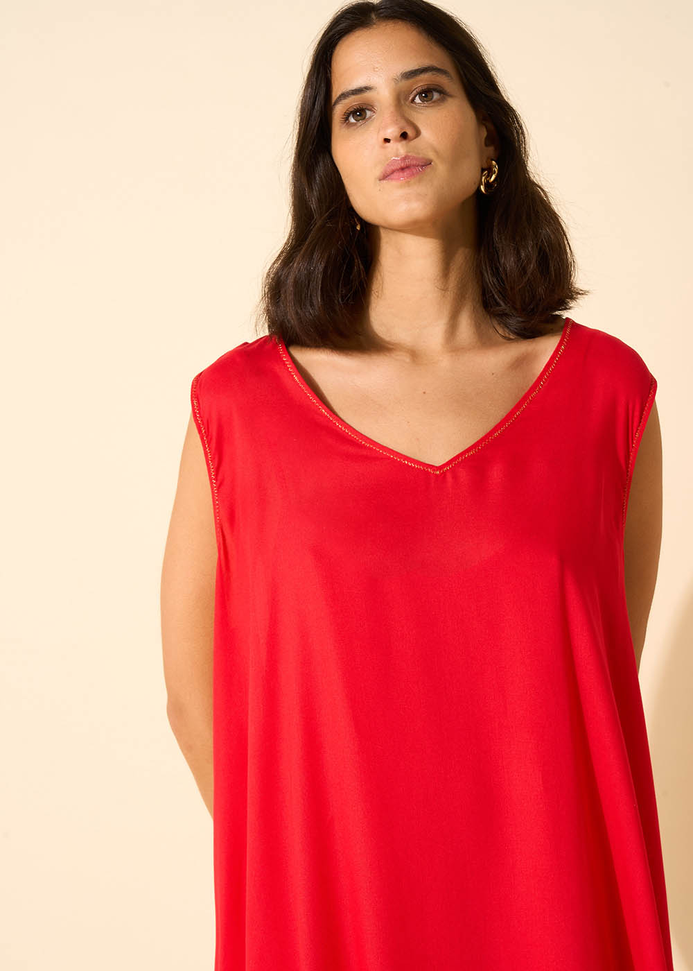 express red midi dress V-neck midi dress RED RIMITI – Sud Express
