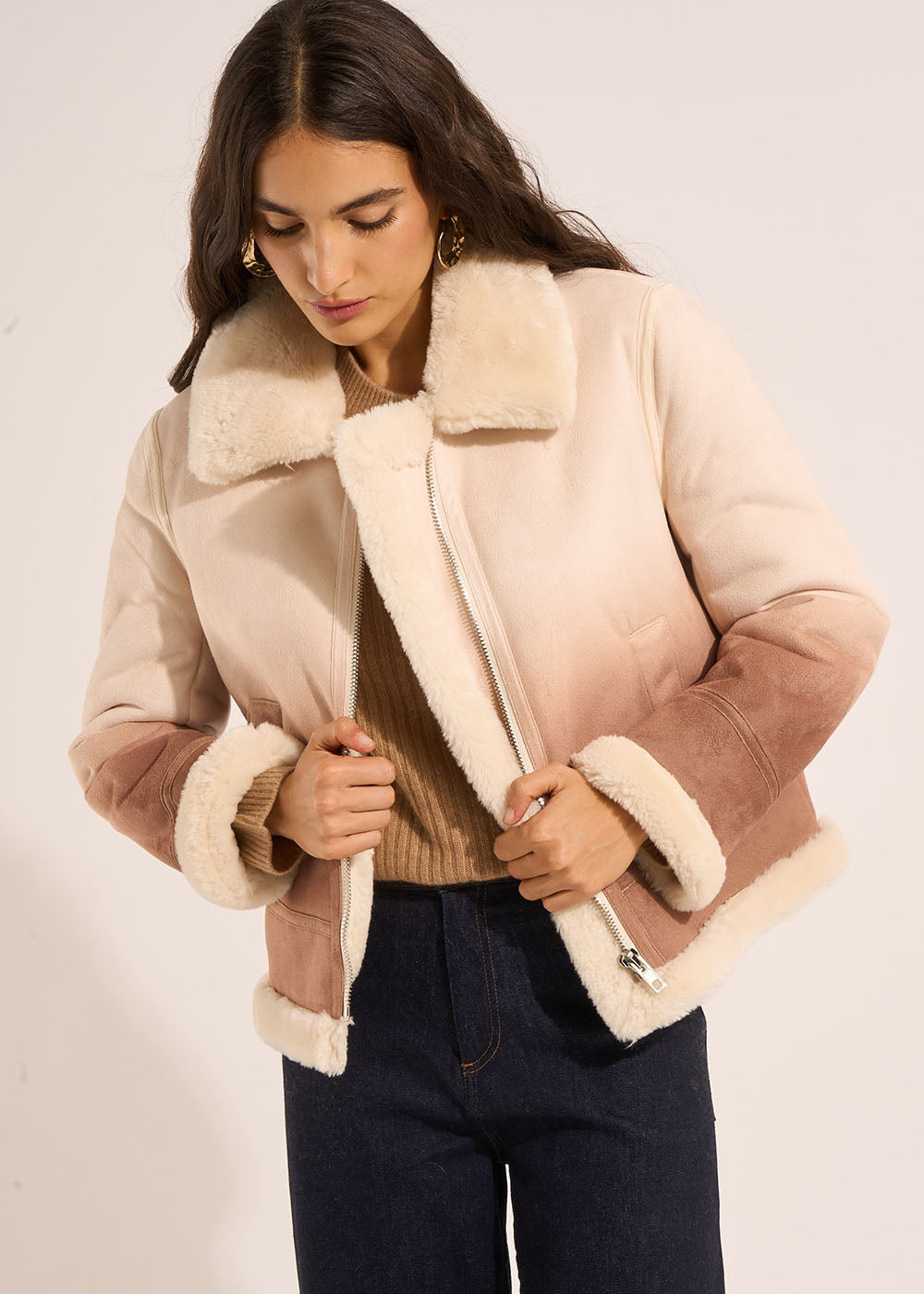 MONBLANC Deep dye jacket in faux shearling - 1 - Sud Express - Sud Express