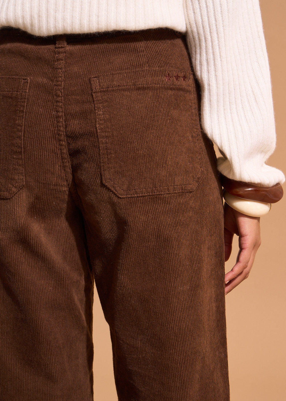 Wide-leg cotton velour trousers 700 high-waisted stripes - Sud Express - 5 - Sud Express