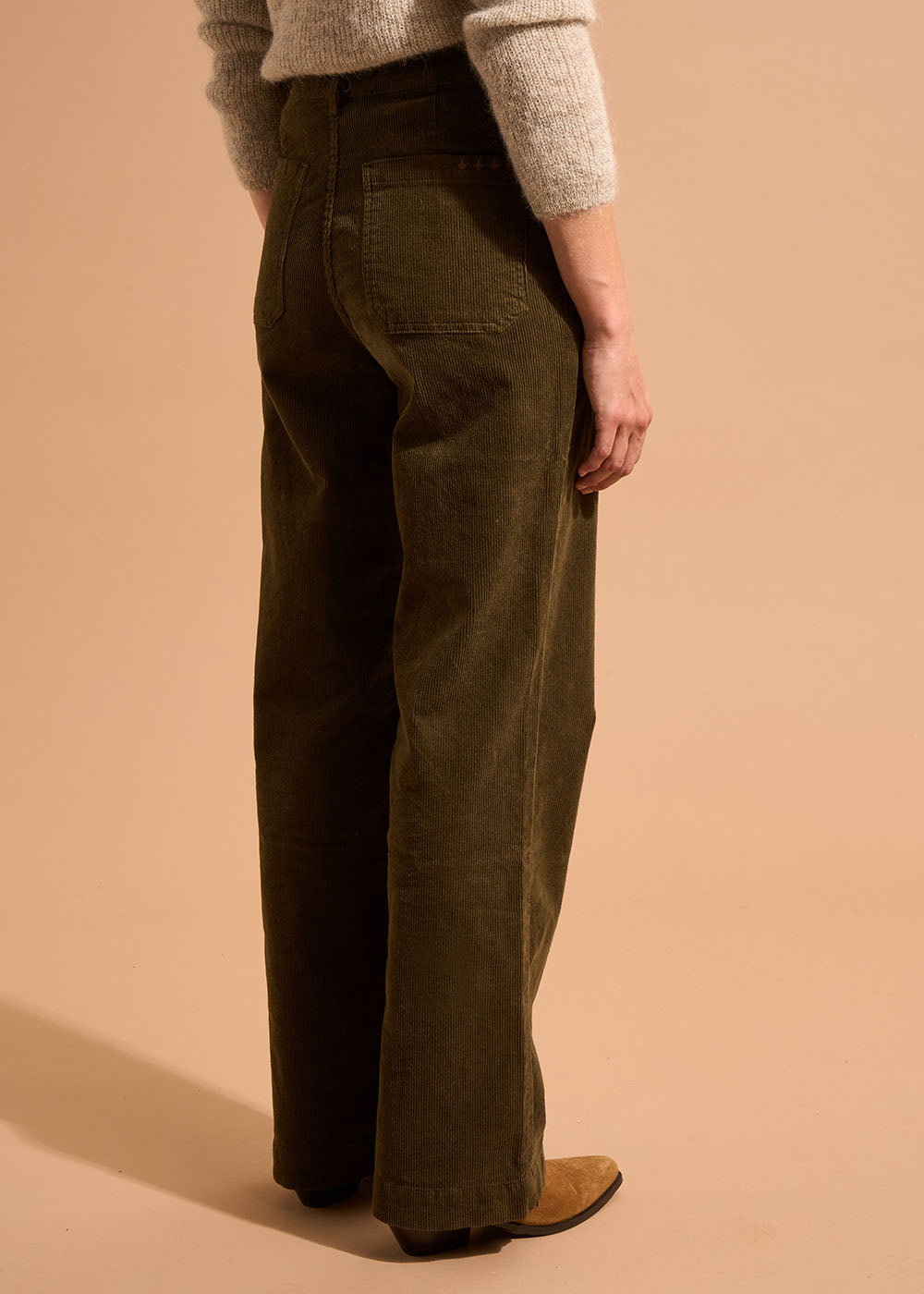 Wide-leg cotton velour trousers 700 high-waisted stripes - Sud Express - 6 - Sud Express