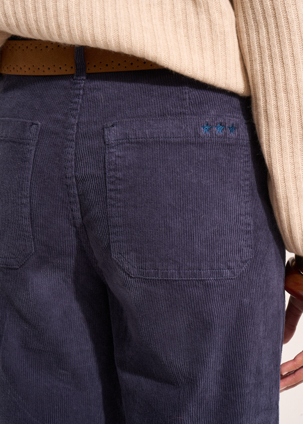 Wide-leg cotton velour trousers 700 high-waisted stripes - Sud Express - 4 - Sud Express