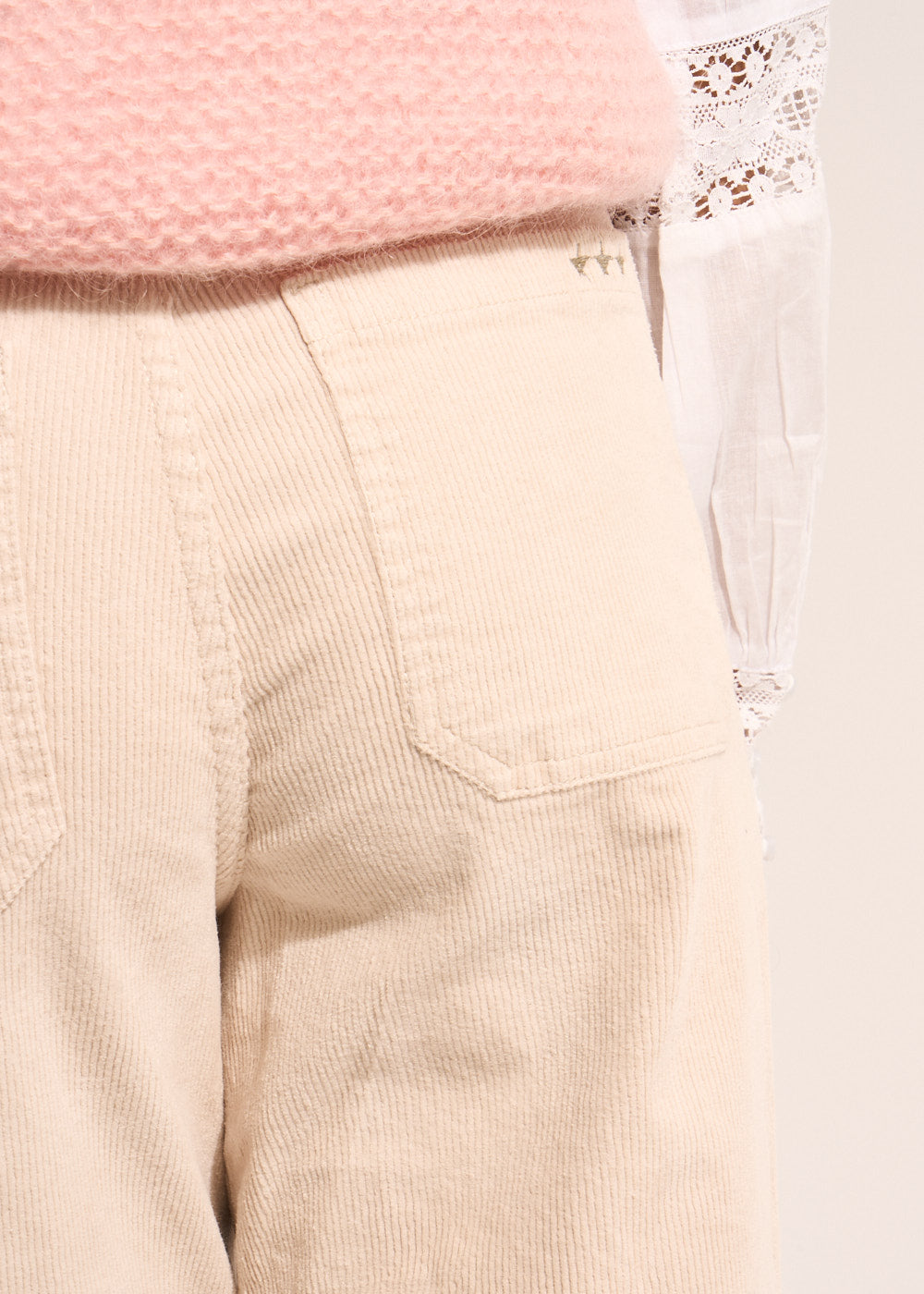 Wide-leg cotton velour trousers 700 high-waisted stripes - Sud Express - 4 - Sud Express