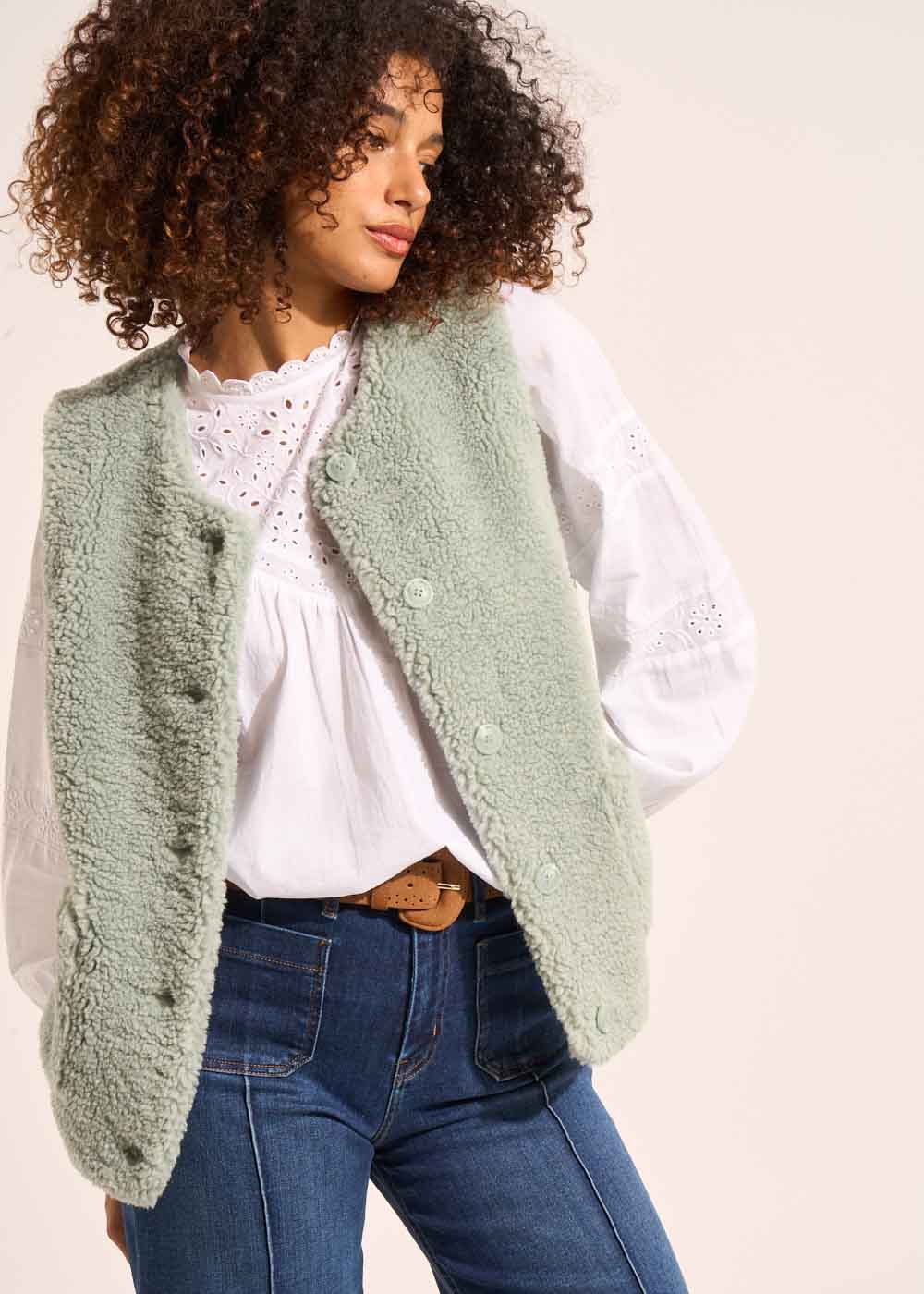 GLADYM Sleeveless faux fur cardigan - 1 - Sud Express - Sud Express