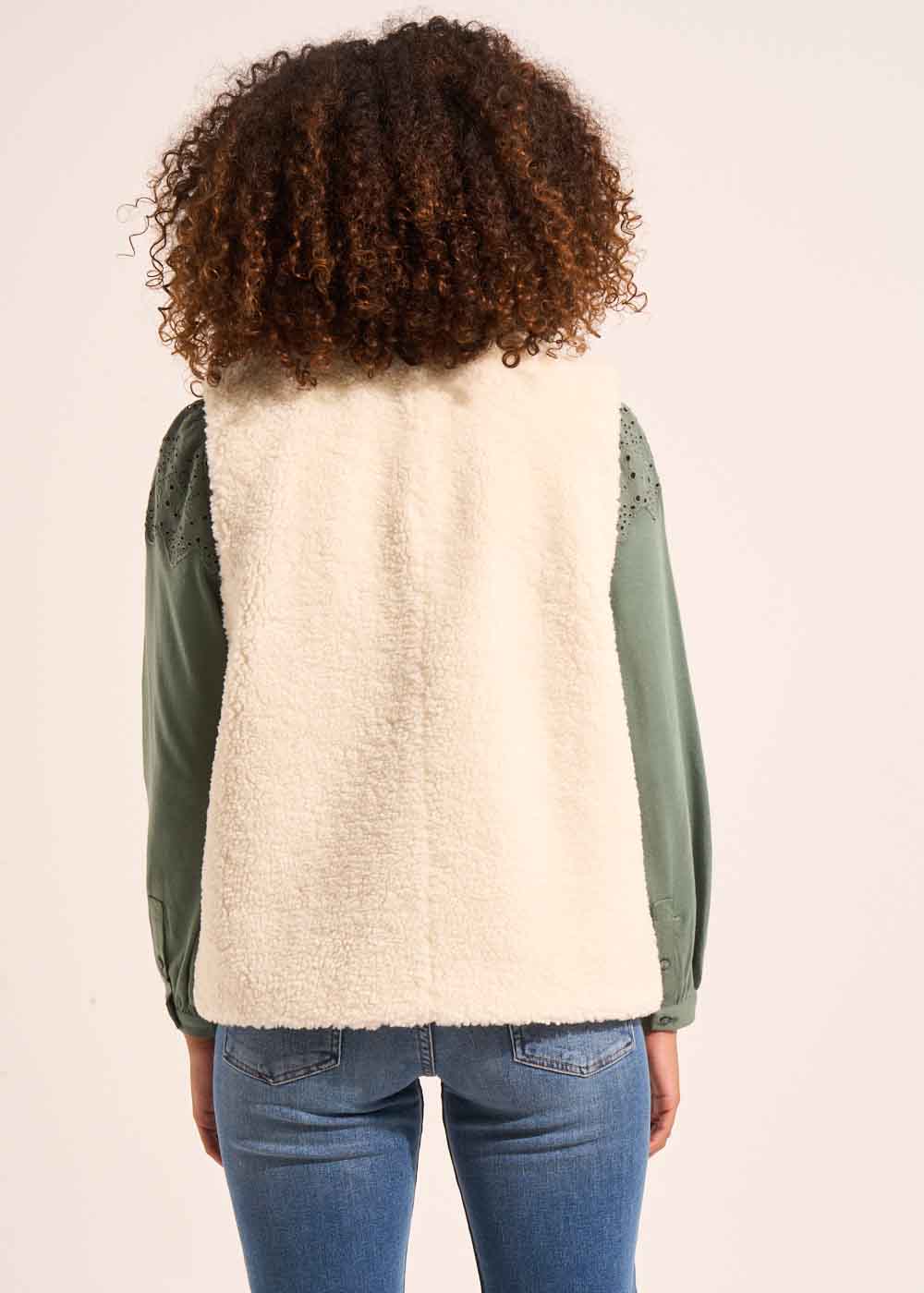 GLADYM Sleeveless faux fur cardigan - 3 - Sud Express - Sud Express