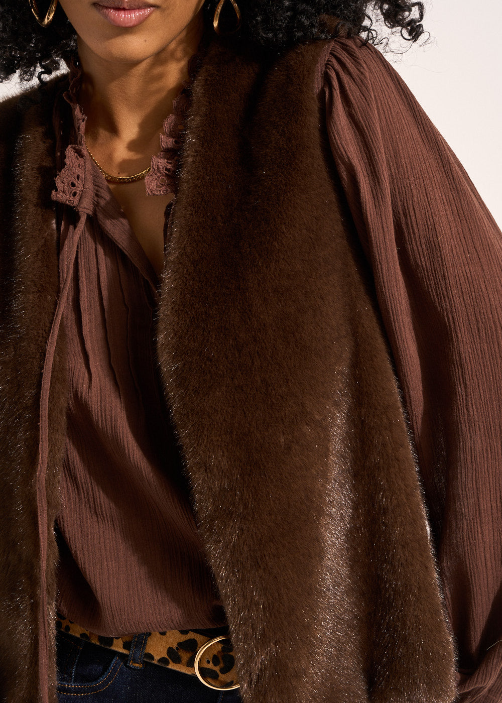 GUARANI Sleeveless faux fur cardigan - 2 - Sud Express - Sud Express