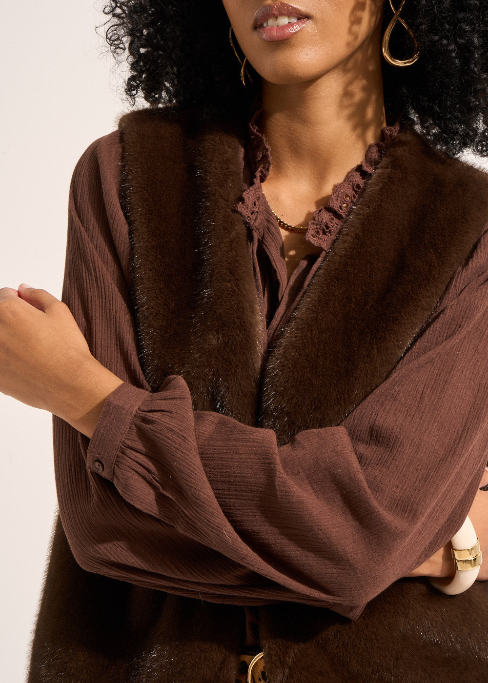 GUARANI Sleeveless faux fur cardigan - 4 - Sud Express - Sud Express