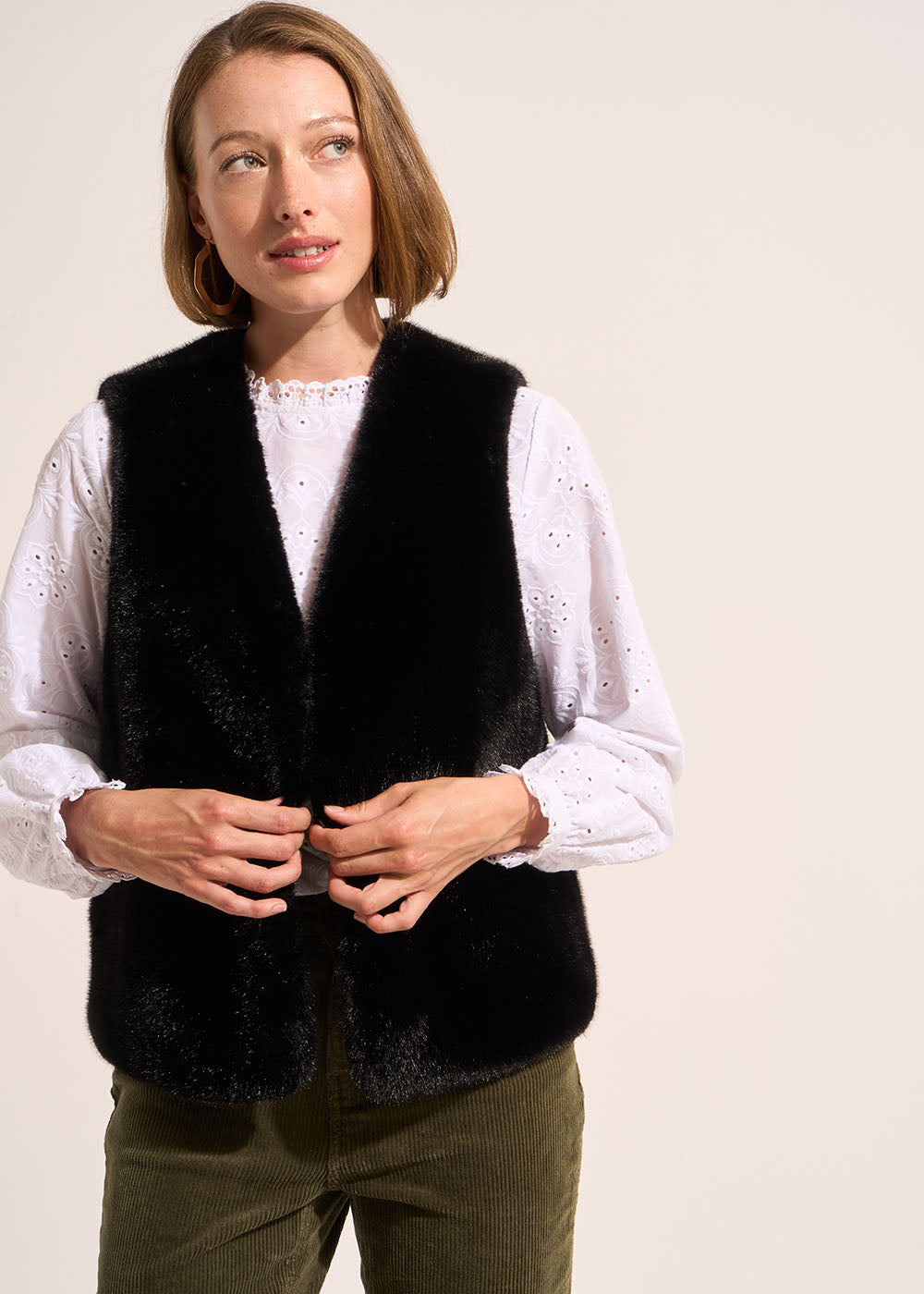 GUARANI Sleeveless faux fur cardigan - 1 - Sud Express - Sud Express