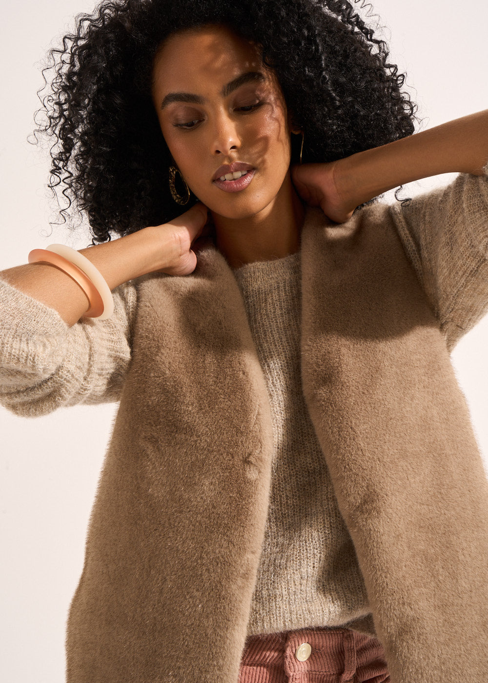 GUARANI Sleeveless faux fur cardigan - 1 - Sud Express - Sud Express