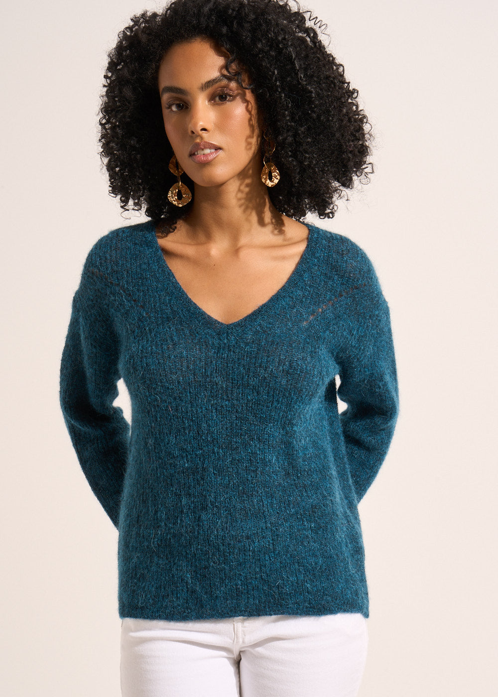 V-neck sweater with 3/4-length sleeves - Sud Express - 5 - Sud Express