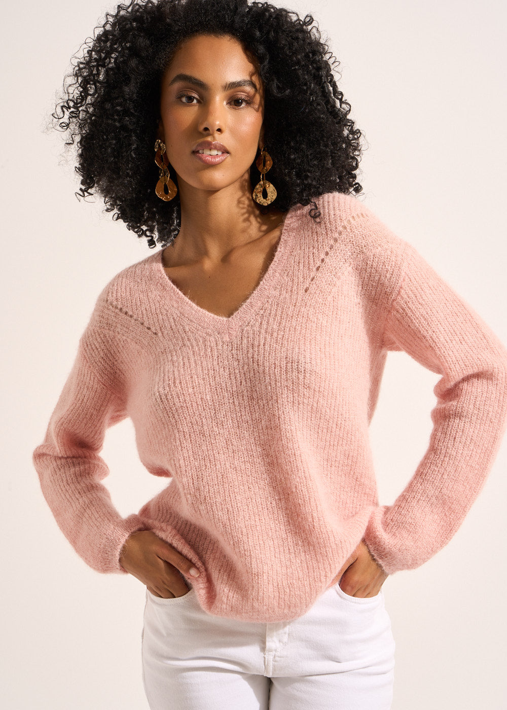 V-neck sweater with 3/4-length sleeves - Sud Express - 5 - Sud Express