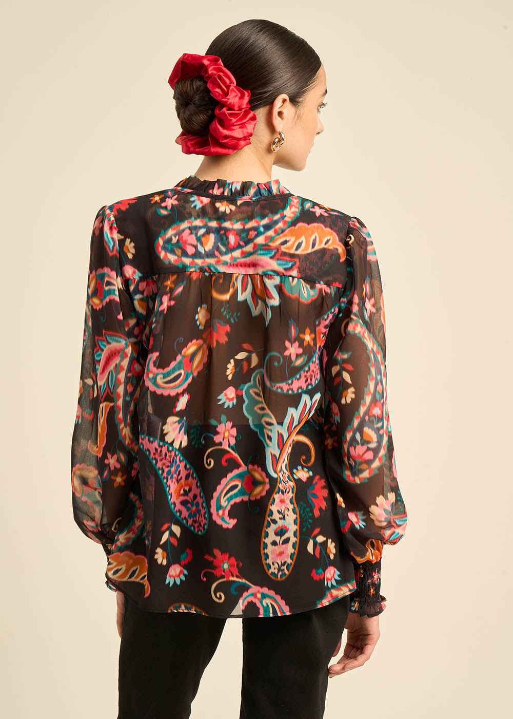 TASHEMIR Printed blouse with pleated details - 3 - Sud Express - Sud Express