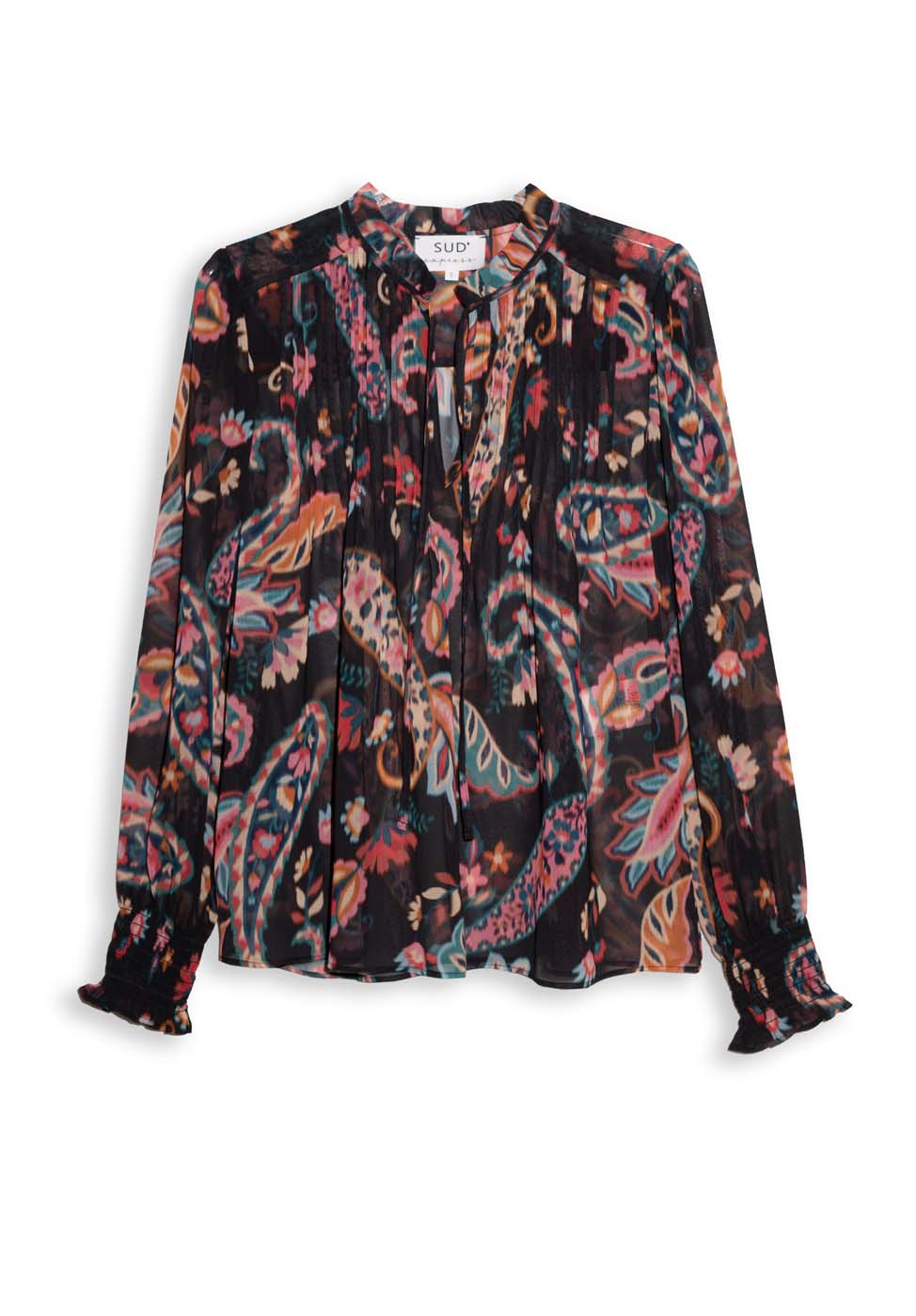 Printed blouse with pleated details - Sud Express - 7 - Sud Express
