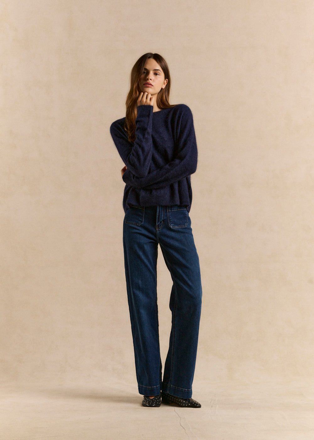 Boat neck sweater in brushed wool and cashmere - Sud Express - 4 - Sud Express