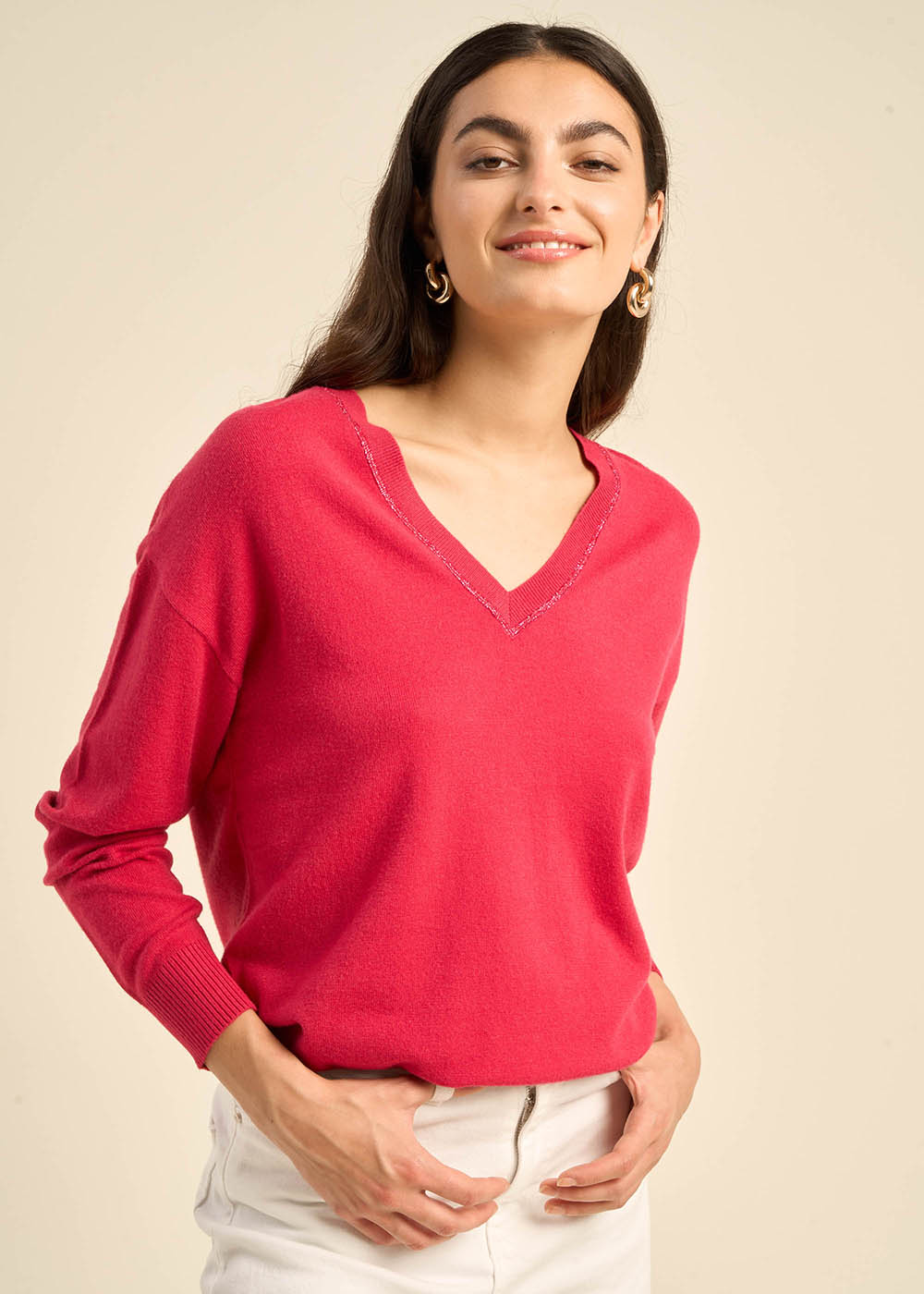 MARSENANO Loose-fitting V-neck sweater - 2 - Sud Express - Sud Express
