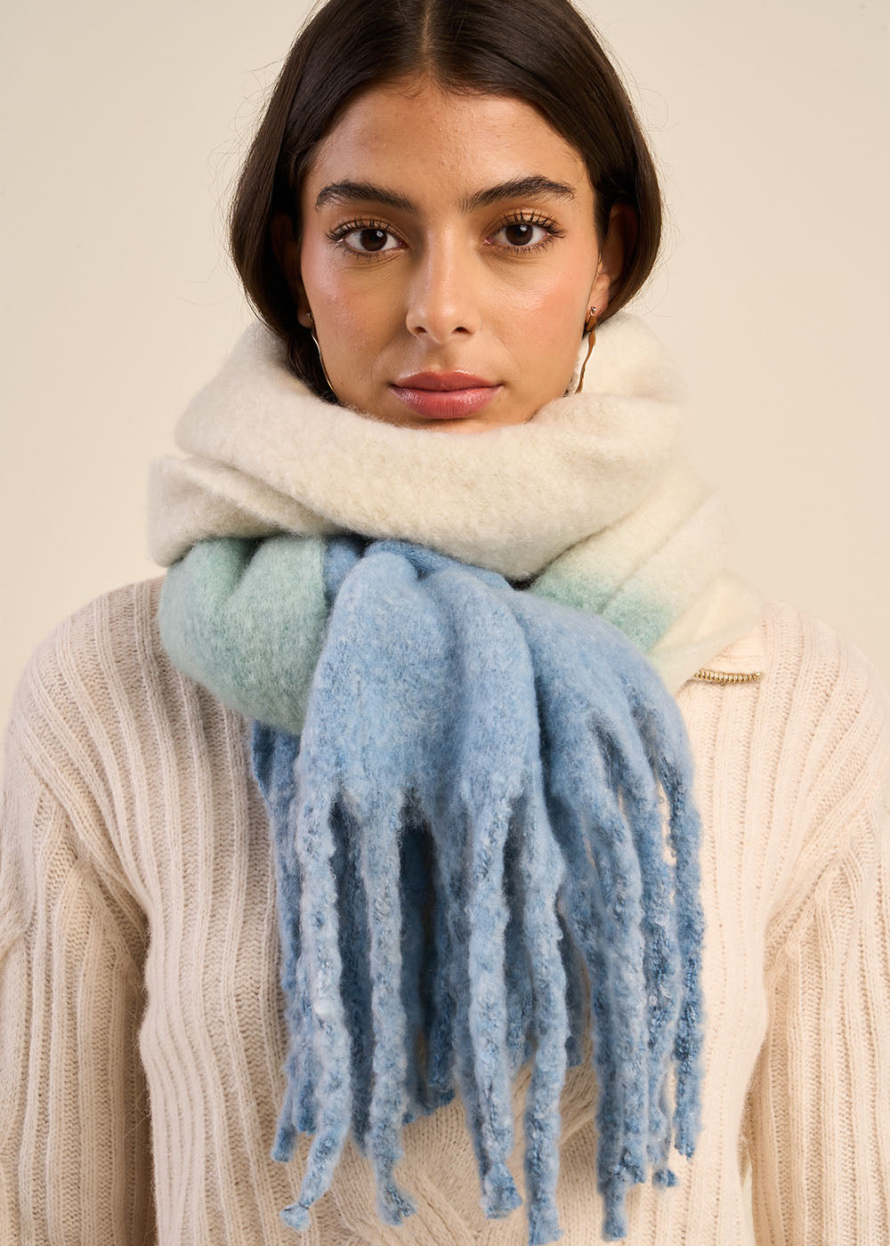 ELONIE Fringed deep dye scarf - 2 - Sud Express - Sud Express