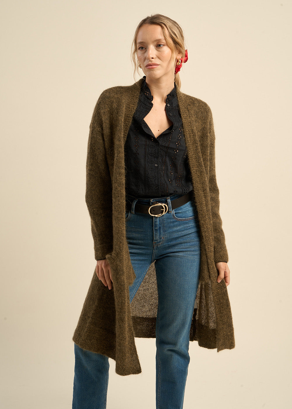 Mid-length open cardigan - Sud Express - 5 - Sud Express