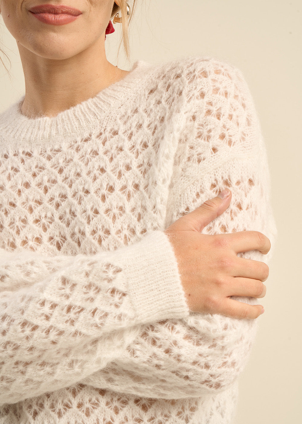 MELCHIA Round-neck jumper with fancy knit - 2 - Sud Express - Sud Express