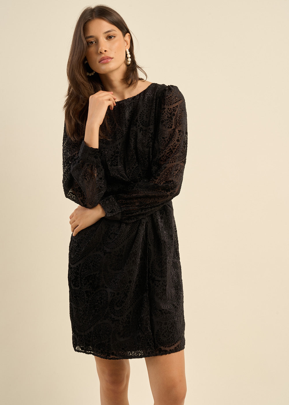 Round-neck velvet dress - Sud Express - 5 - Sud Express