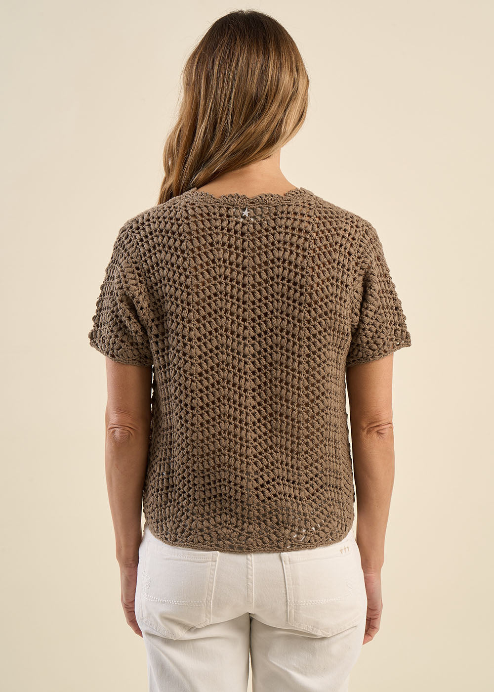 MILA Short-sleeved crochet sweater - 3 - Sud Express - Sud Express