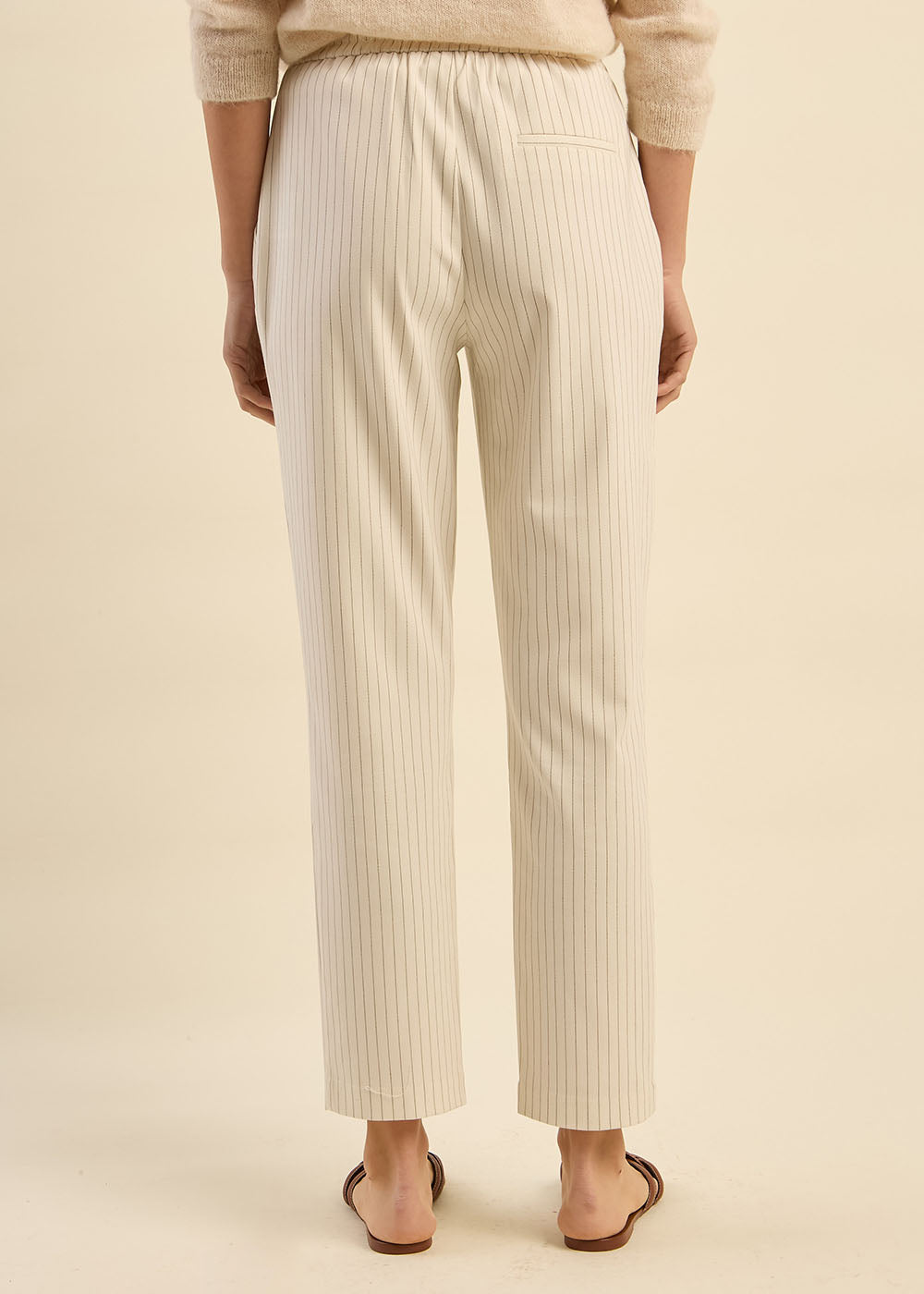 PLESOL Fluid straight-leg pants with elastic waist and stripes - 3 - Sud Express - Sud Express