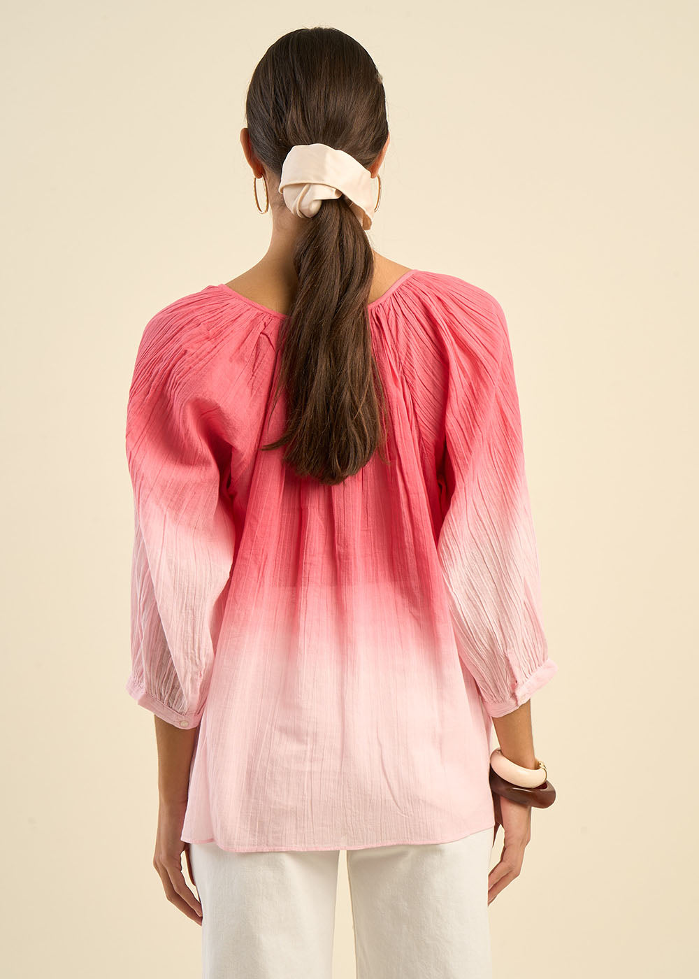 TALULA Layered flowing blouse in cotton gauze - 3 - Sud Express - Sud Express