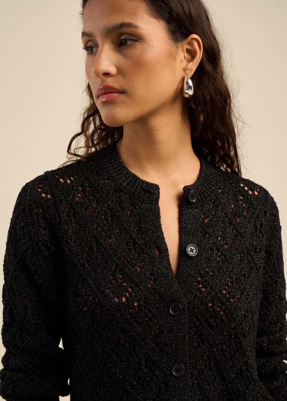 GELIA Chic openwork cardigan with lurex detailing - 1 - Sud Express - Sud Express