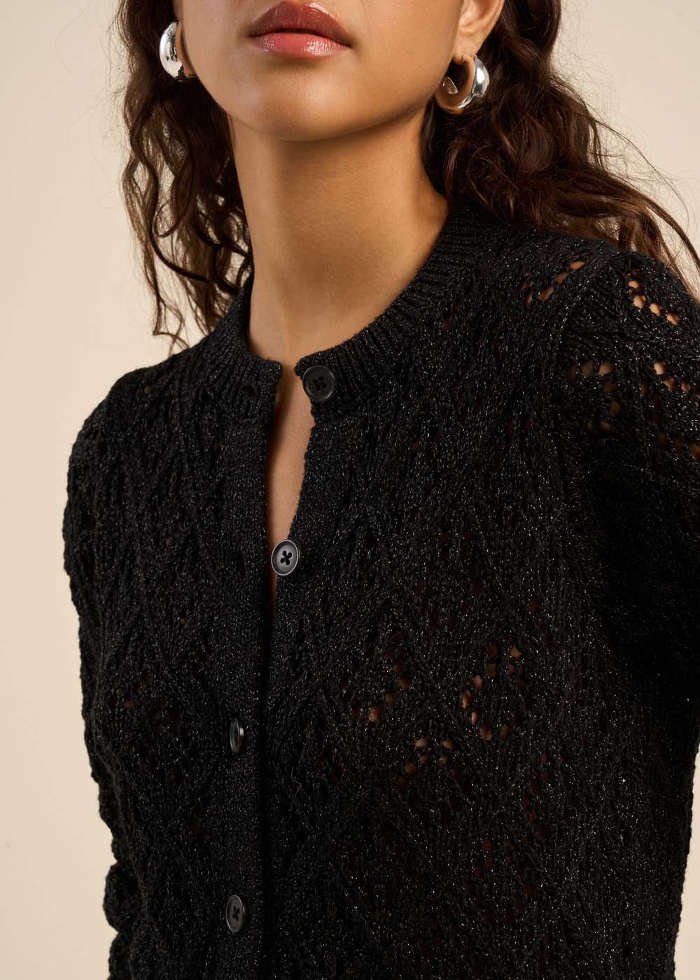 GELIA Chic openwork cardigan with lurex detailing - 4 - Sud Express - Sud Express