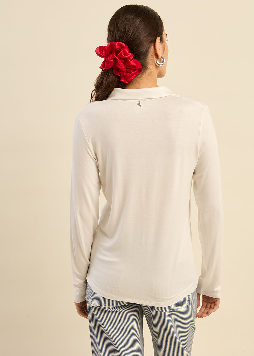 CHIARA Long sleeve shirt collar t-shirt  - 3 - Sud Express - Sud Express