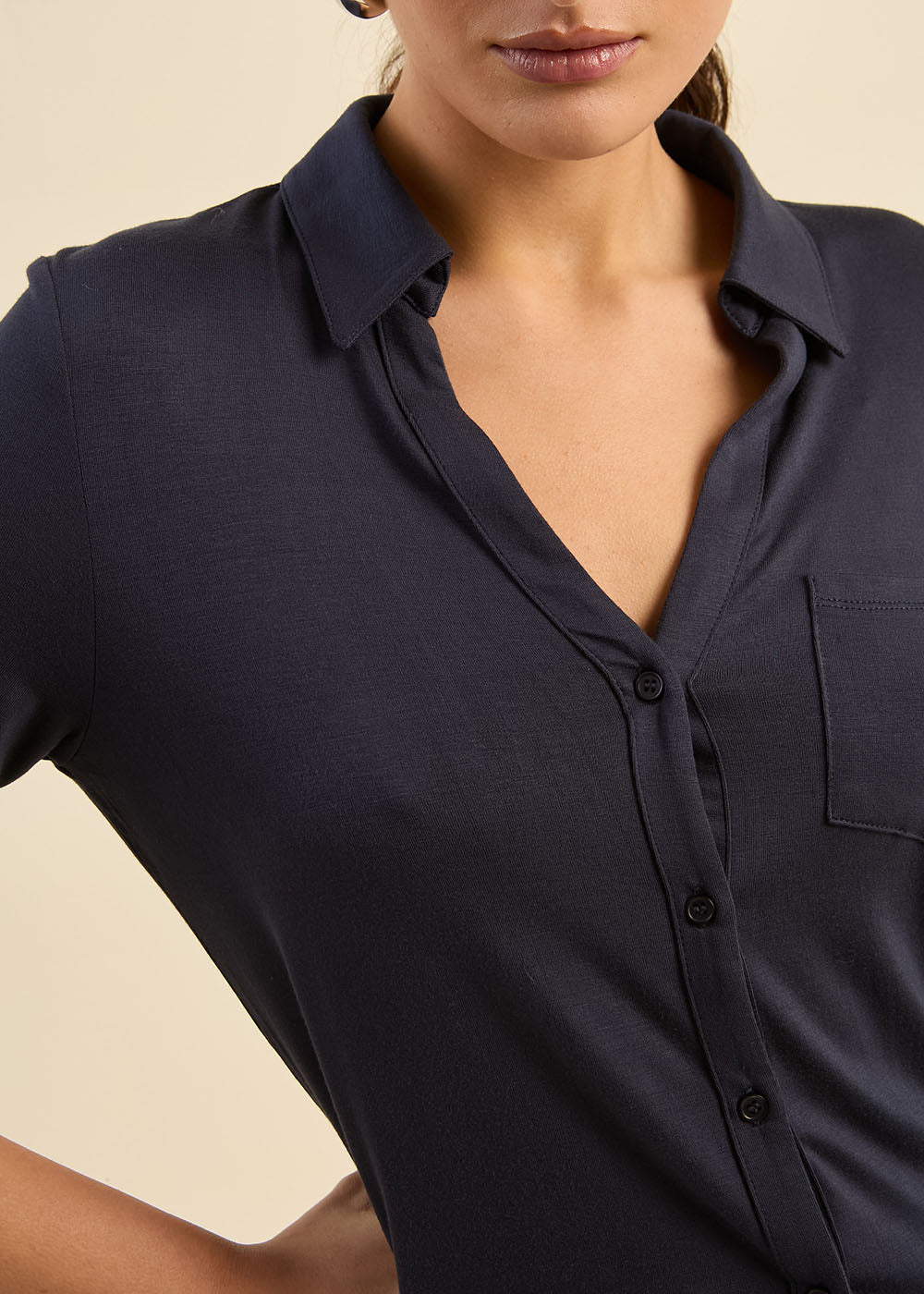 CHIARA Long sleeve shirt collar t-shirt  - 2 - Sud Express - Sud Express